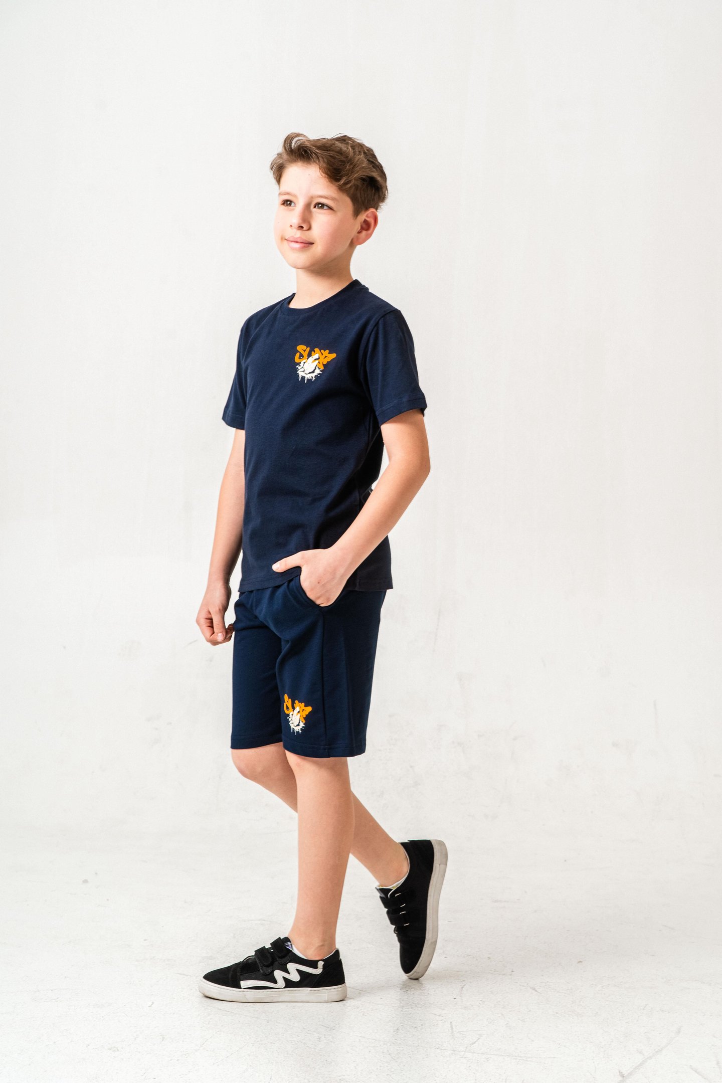 Ust On Ve Arka Baskılı Erkek Çocuk Şort - Tişört Takımı