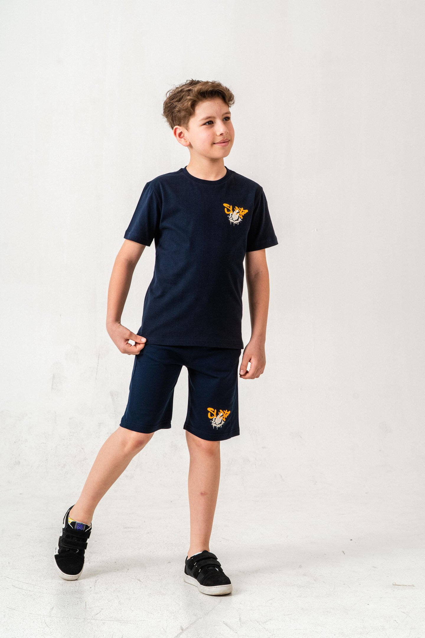 Ust On Ve Arka Baskılı Erkek Çocuk Şort - Tişört Takımı