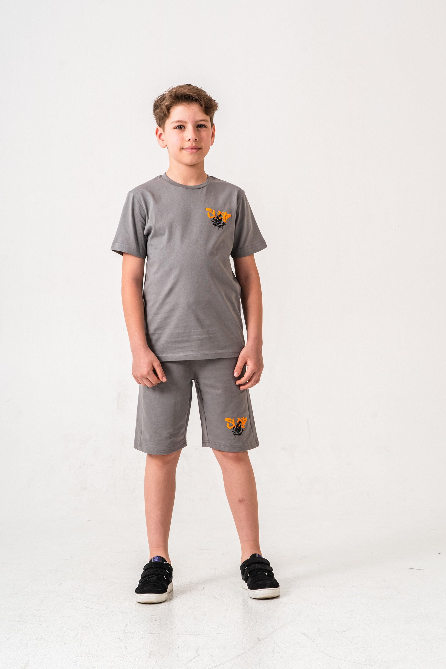 Ust On Ve Arka Baskılı Erkek Çocuk Şort - Tişört Takımı