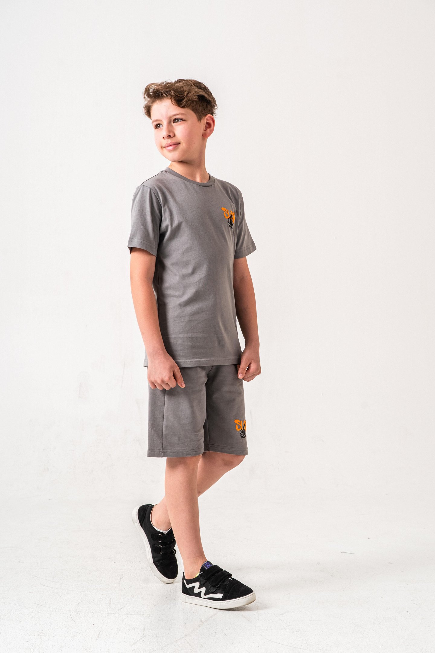 Ust On Ve Arka Baskılı Erkek Çocuk Şort - Tişört Takımı