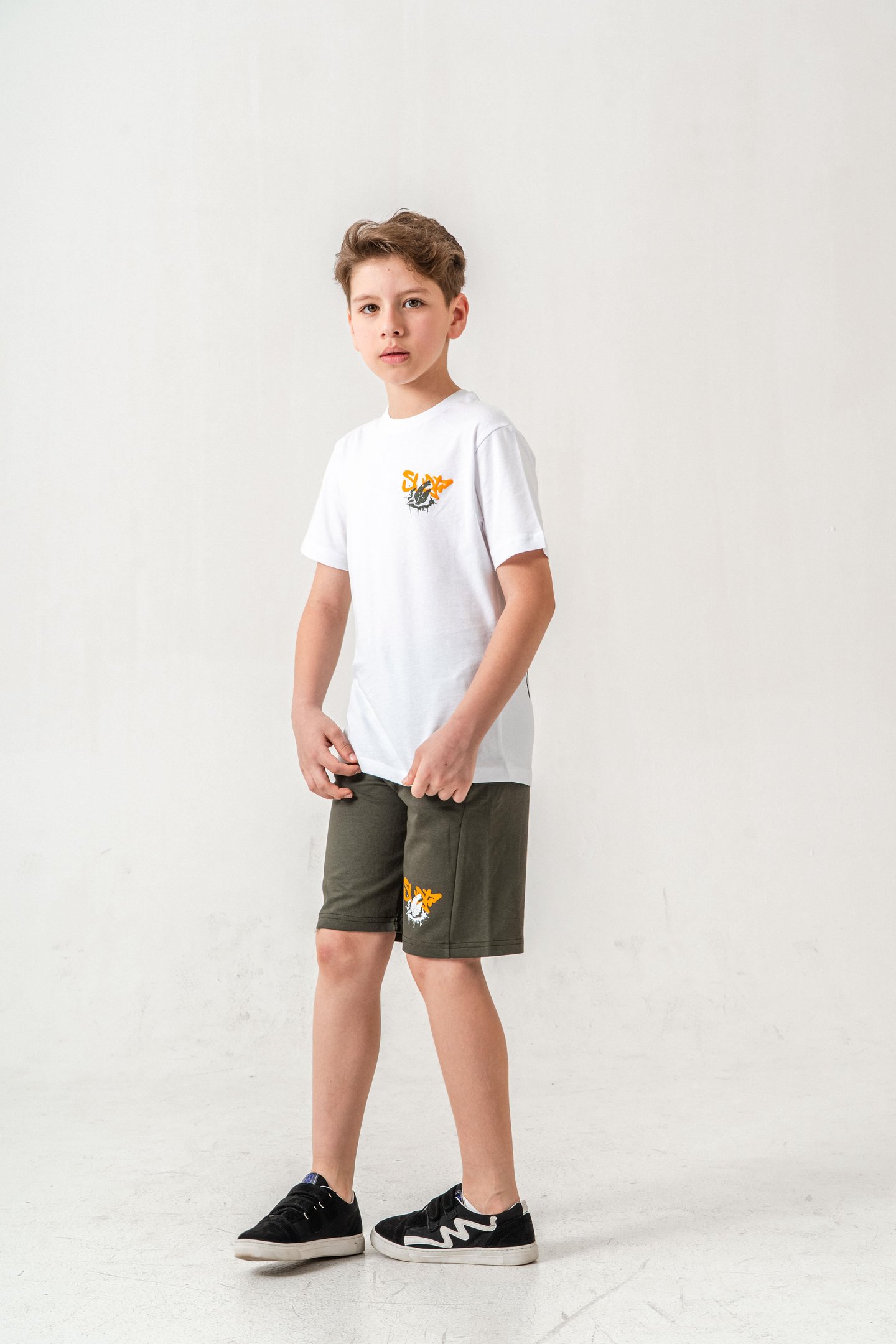 Ust On Ve Arka Baskılı Erkek Çocuk Şort - Tişört Takımı