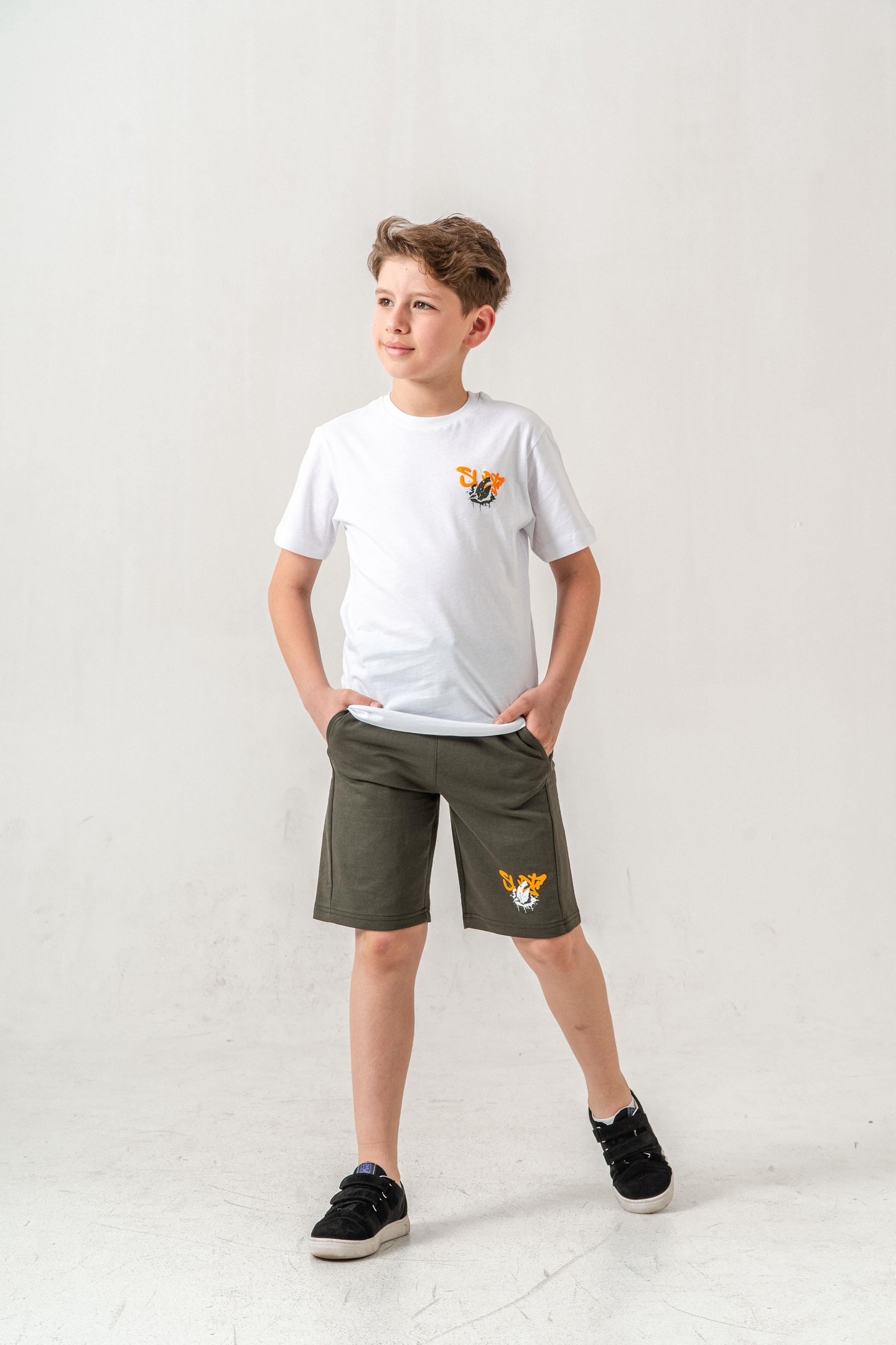 Ust On Ve Arka Baskılı Erkek Çocuk Şort - Tişört Takımı