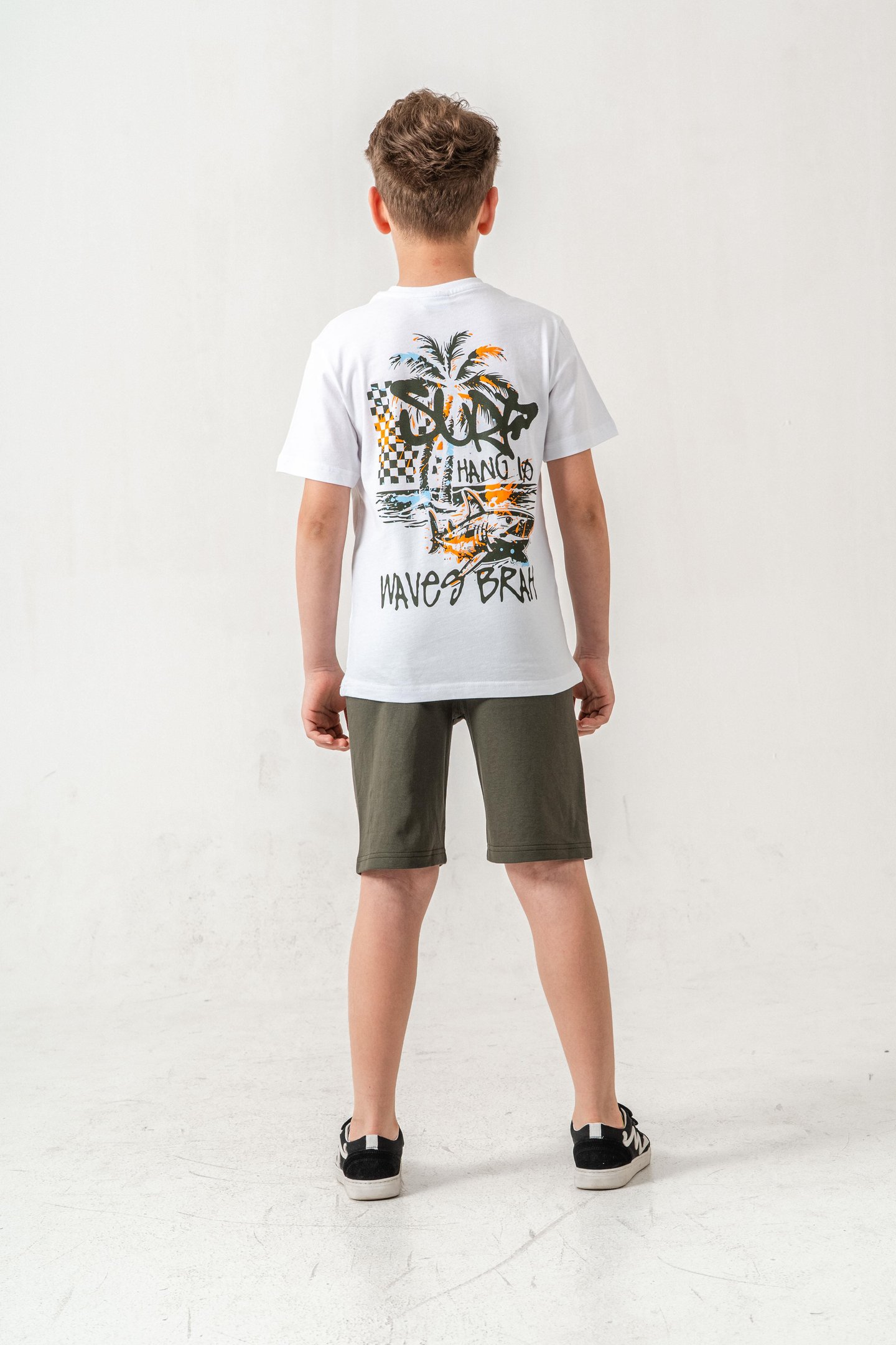 Ust On Ve Arka Baskılı Erkek Çocuk Şort - Tişört Takımı