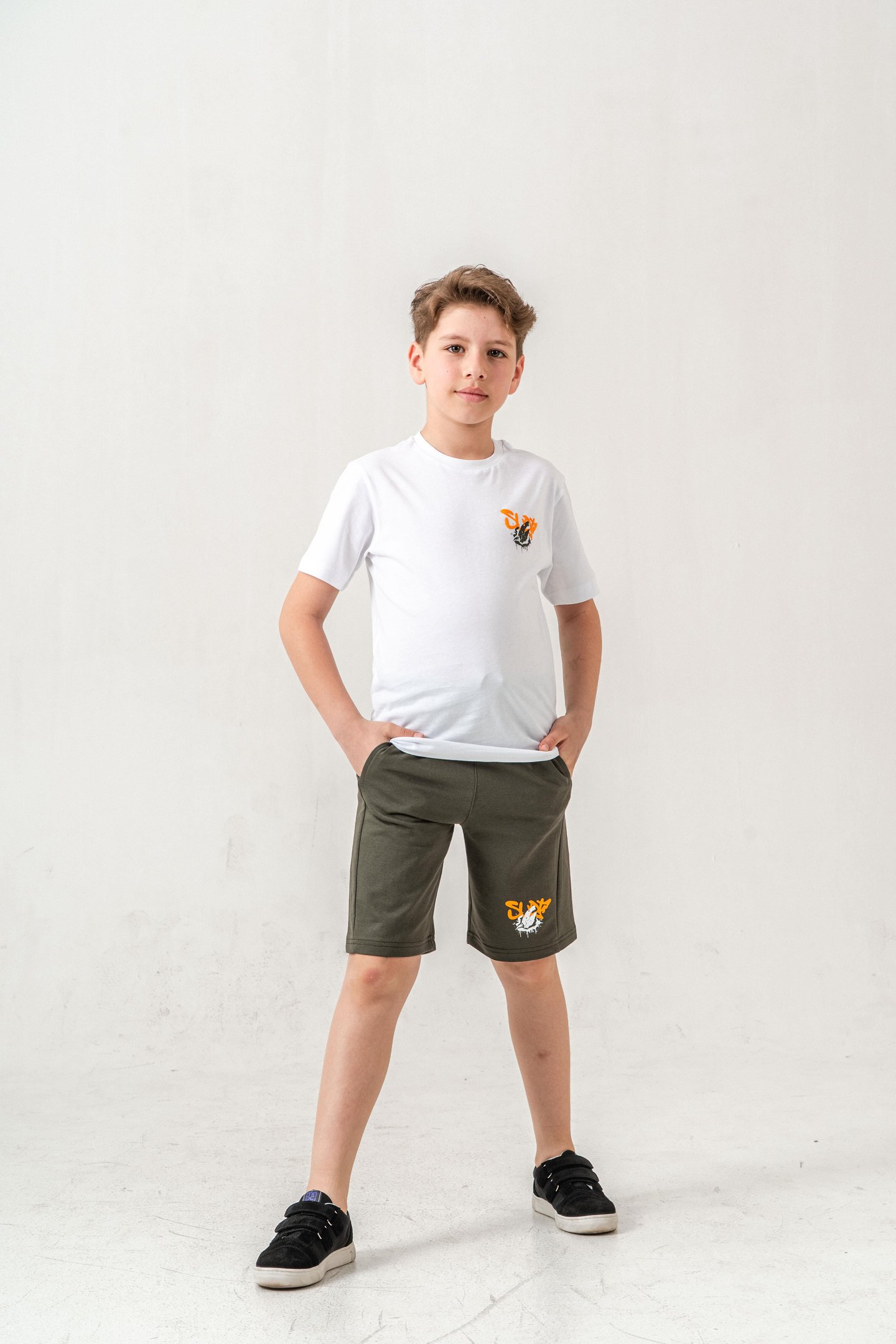 Ust On Ve Arka Baskılı Erkek Çocuk Şort - Tişört Takımı