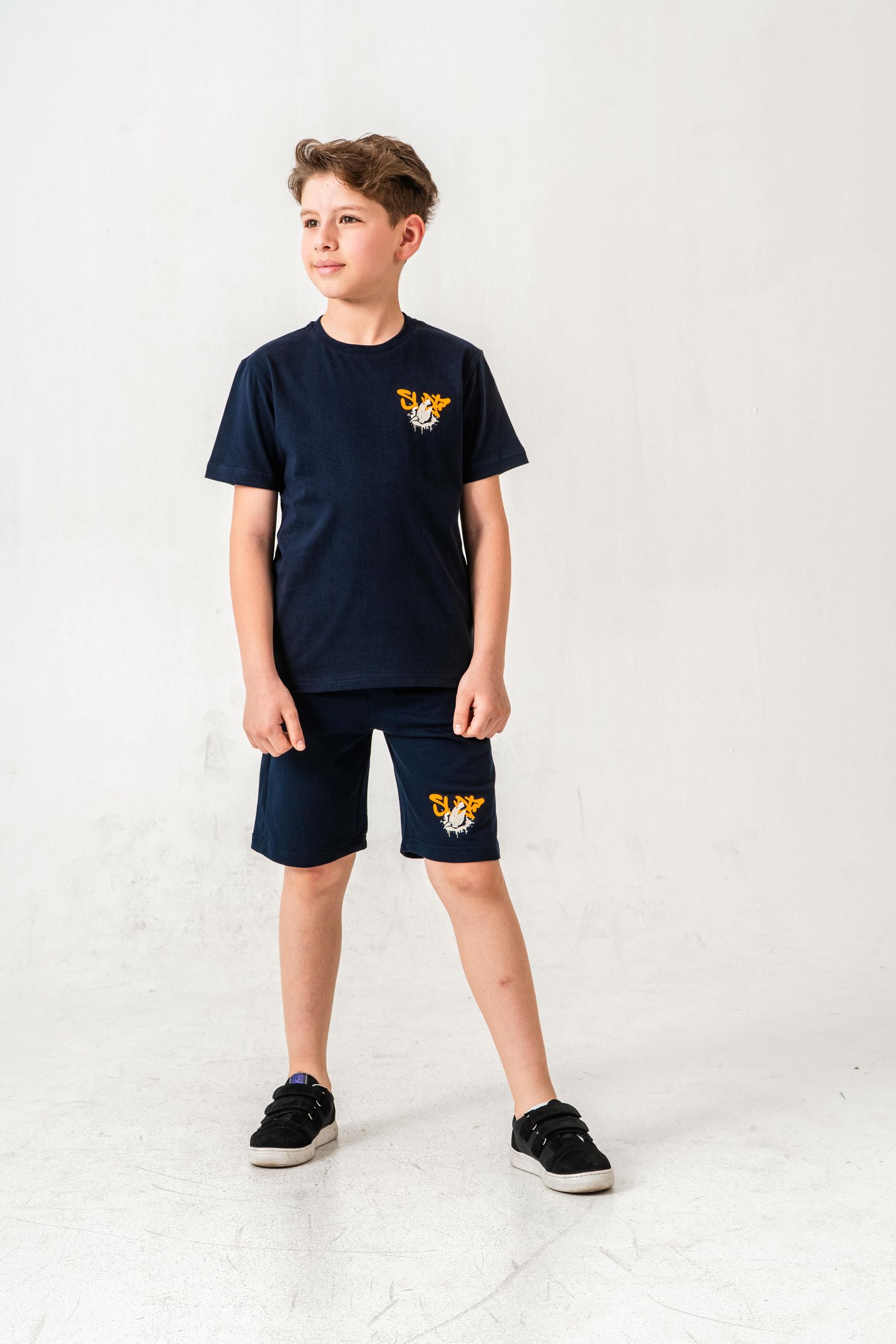 Ust On Ve Arka Baskılı Erkek Çocuk Şort - Tişört Takımı