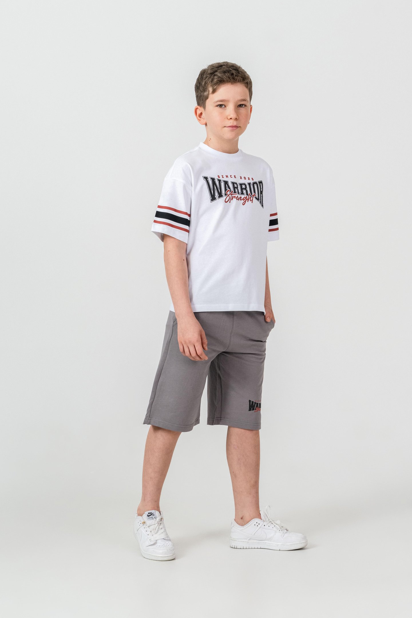 Warrior Strenght Baskılı Erkek Çocuk Şort - Tişört Takımı