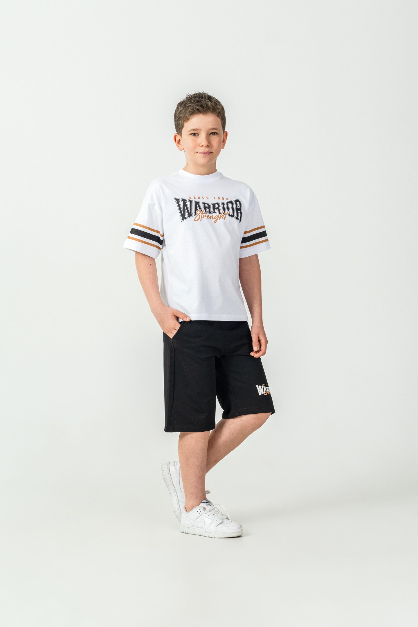 Warrior Strenght Baskılı Erkek Çocuk Şort - Tişört Takımı