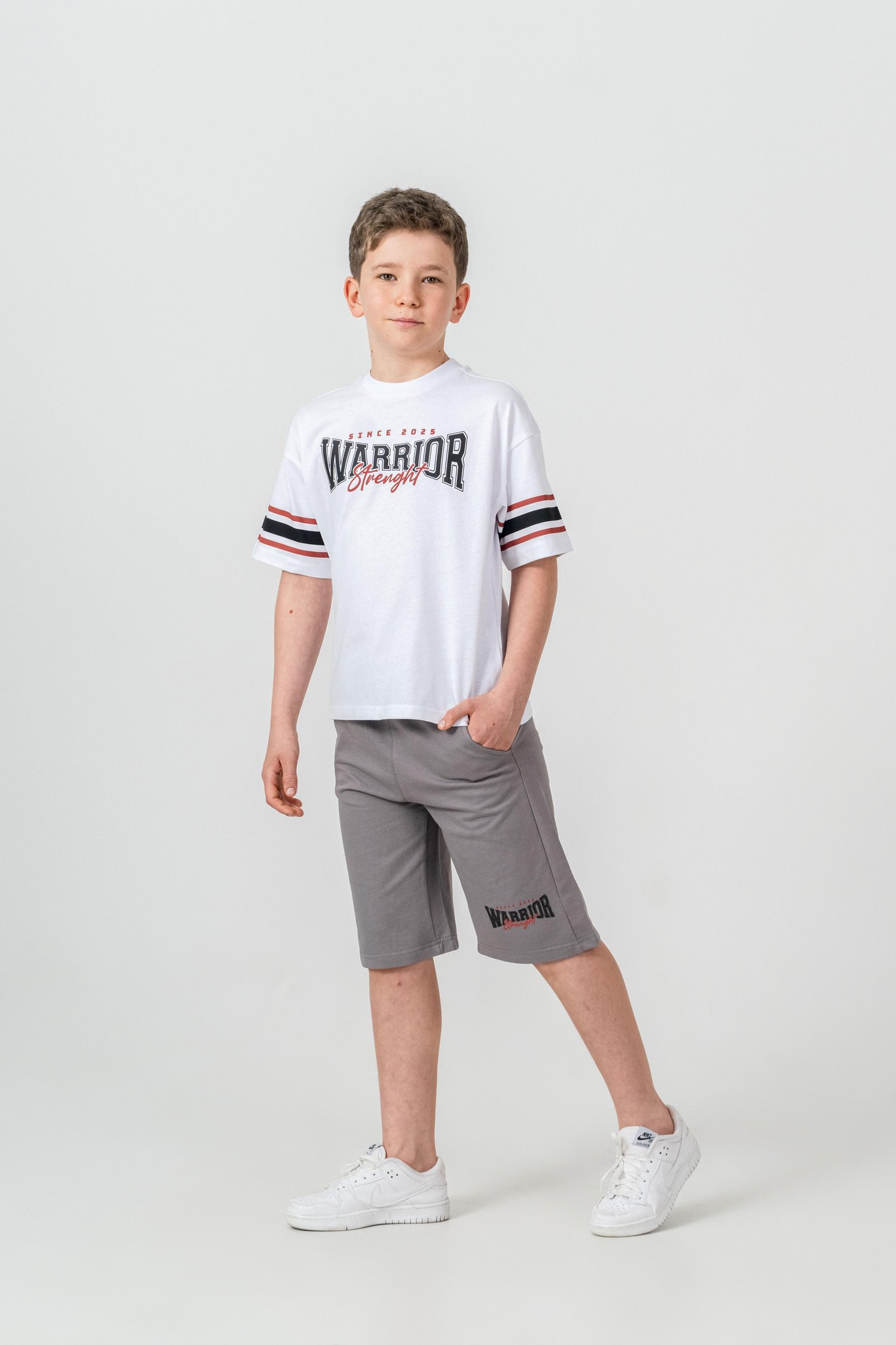 Warrior Strenght Baskılı Erkek Çocuk Şort - Tişört Takımı