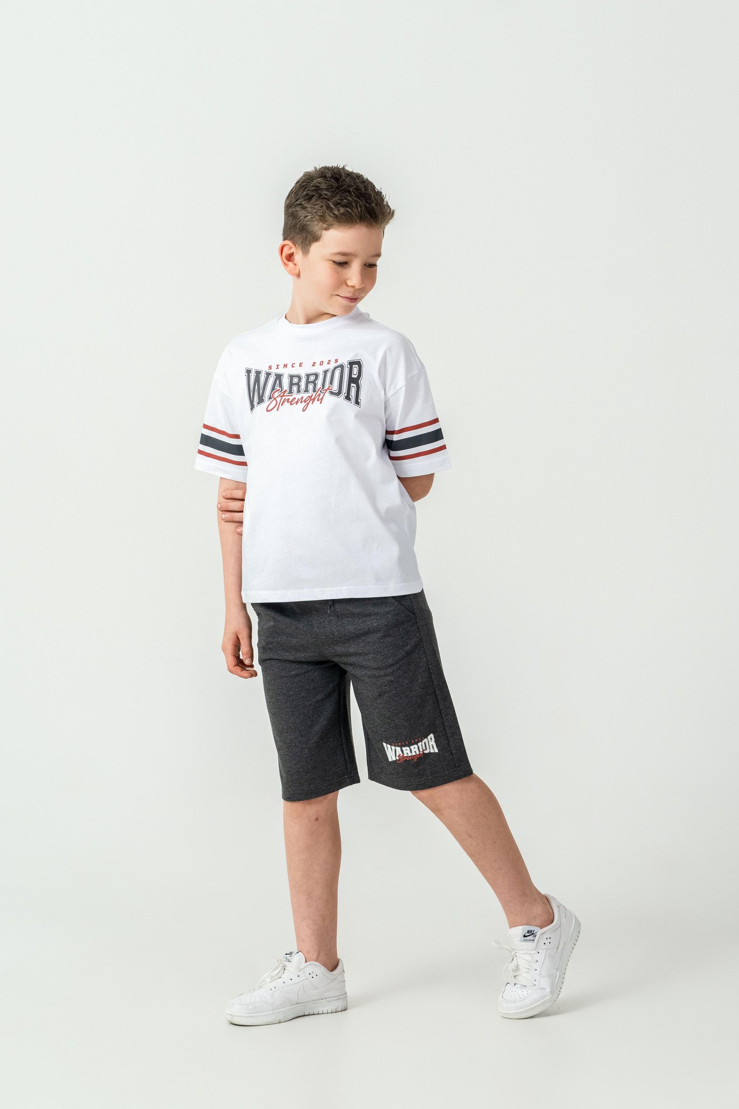 Warrior Strenght Baskılı Erkek Çocuk Şort - Tişört Takımı