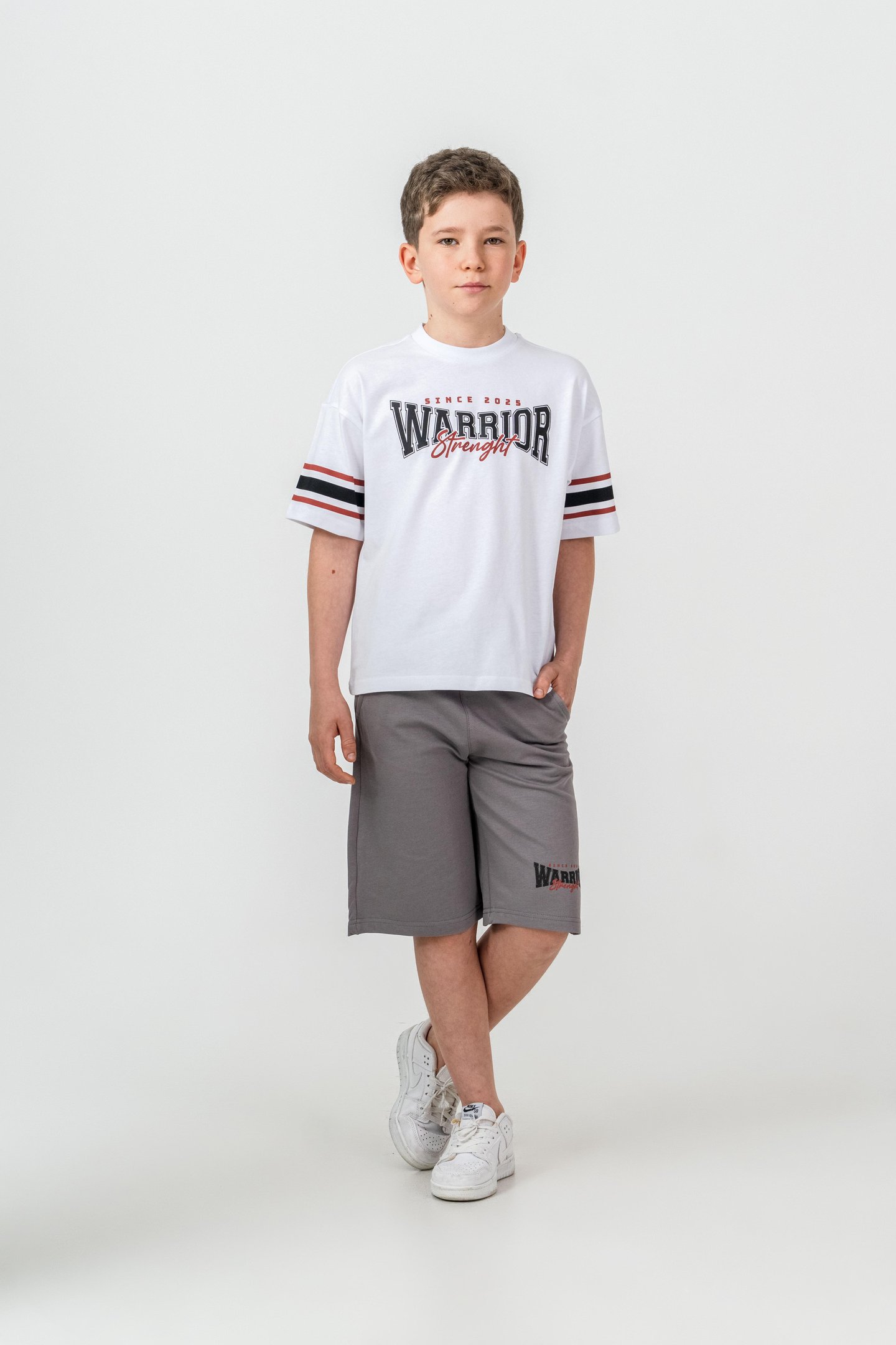 Warrior Strenght Baskılı Erkek Çocuk Şort - Tişört Takımı