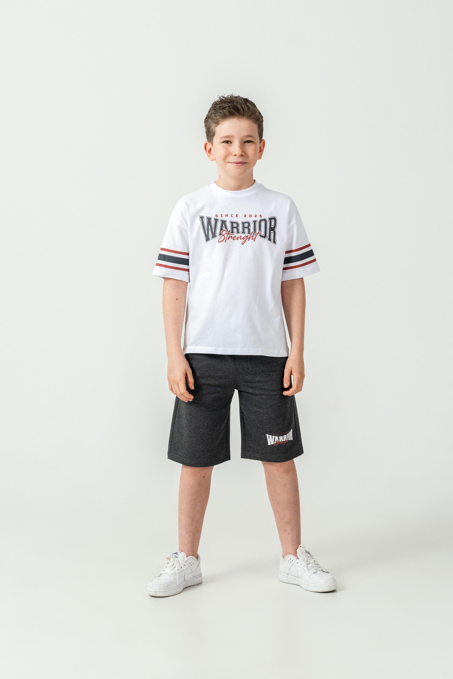 Warrior Strenght Baskılı Erkek Çocuk Şort - Tişört Takımı