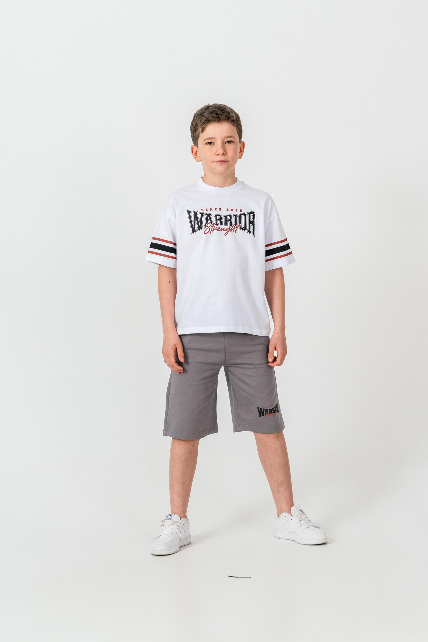 Warrior Strenght Baskılı Erkek Çocuk Şort - Tişört Takımı
