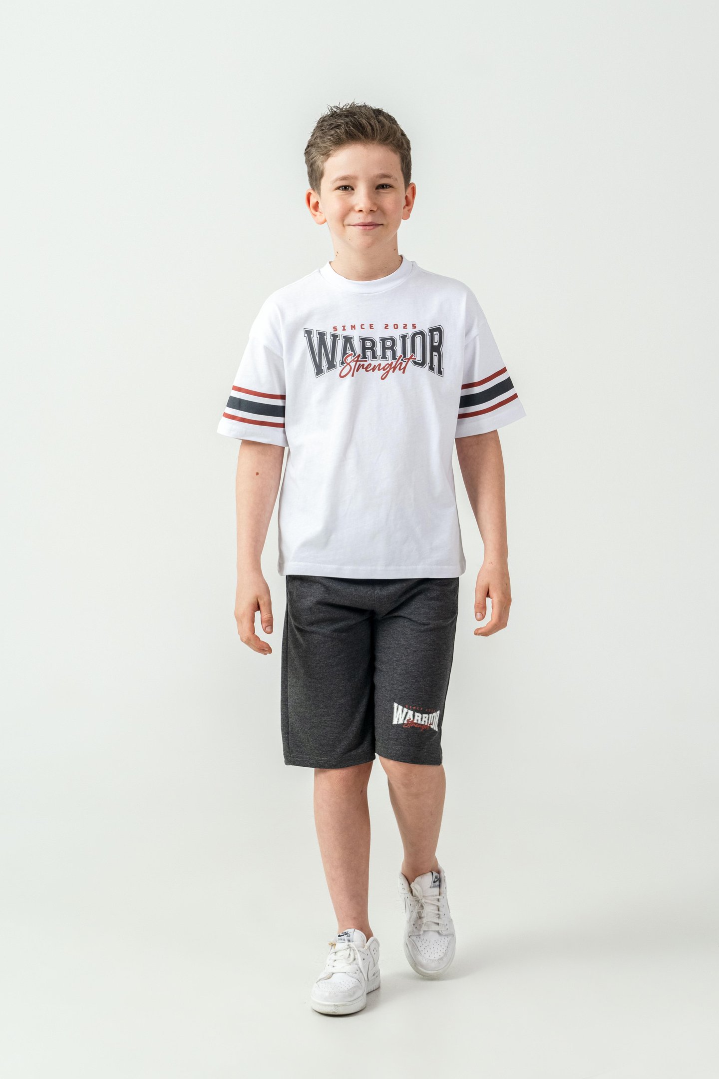 Warrior Strenght Baskılı Erkek Çocuk Şort - Tişört Takımı