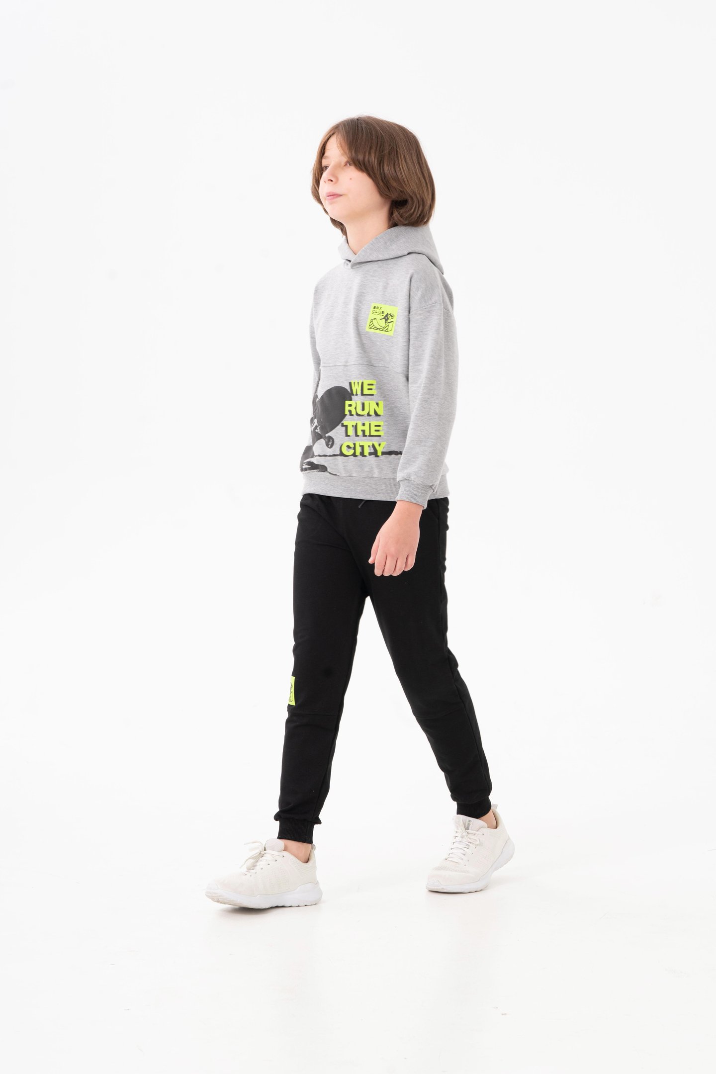 We Run The City Baskılı Bacak Baskı Detaylı Erkek Çocuk Alt-Üst Eşofman Takımı