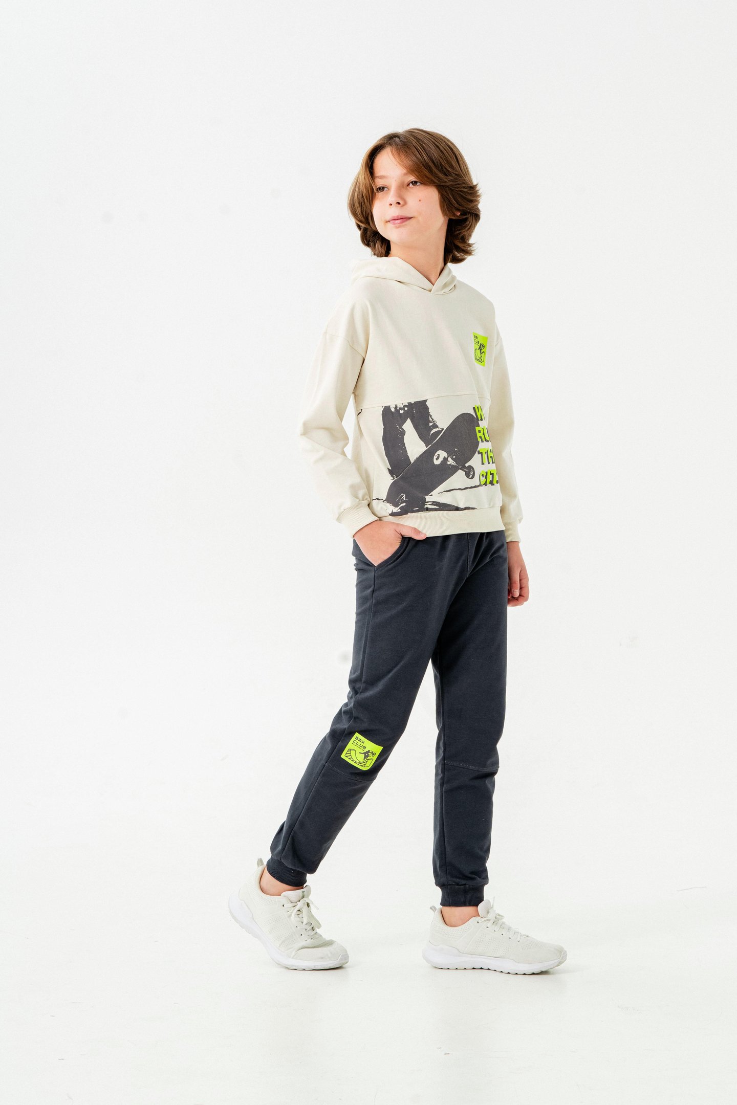 We Run The City Baskılı Bacak Baskı Detaylı Erkek Çocuk Alt-Üst Eşofman Takımı