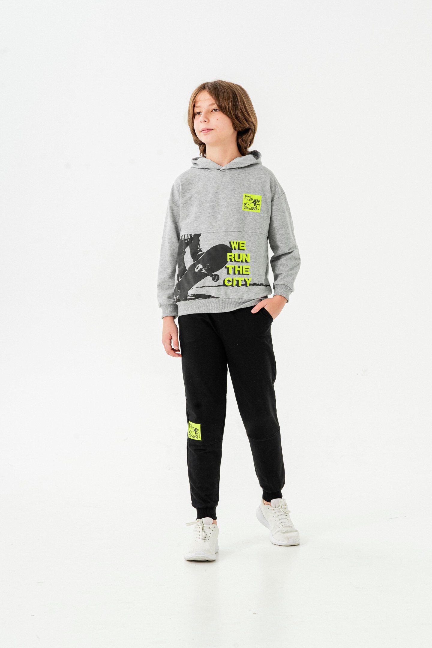 We Run The City Baskılı Bacak Baskı Detaylı Erkek Çocuk Alt-Üst Eşofman Takımı