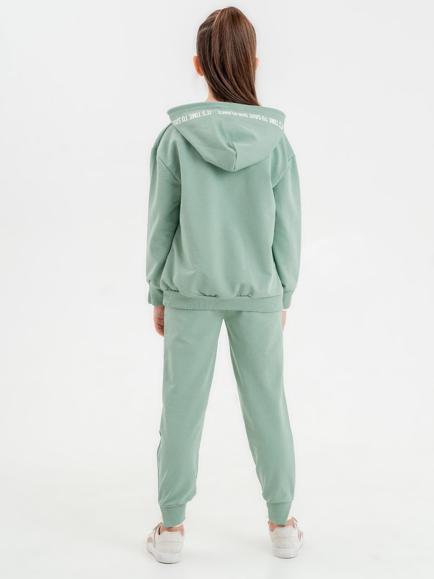 What We Save Saves Us Baskılı Kız Çocuk Kapüşonlu Alt-Üst Eşofman Takımı