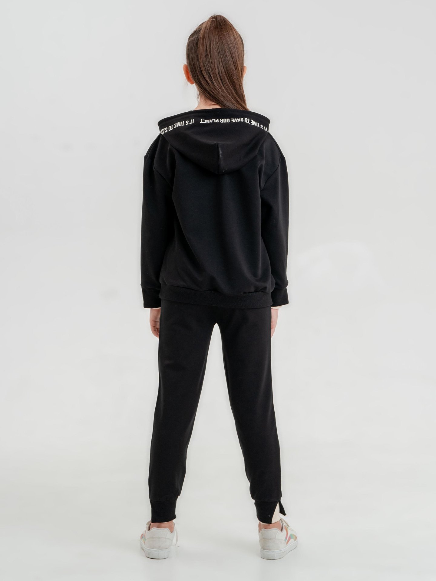 What We Save Saves Us Baskılı Kız Çocuk Kapüşonlu Alt-Üst Eşofman Takımı