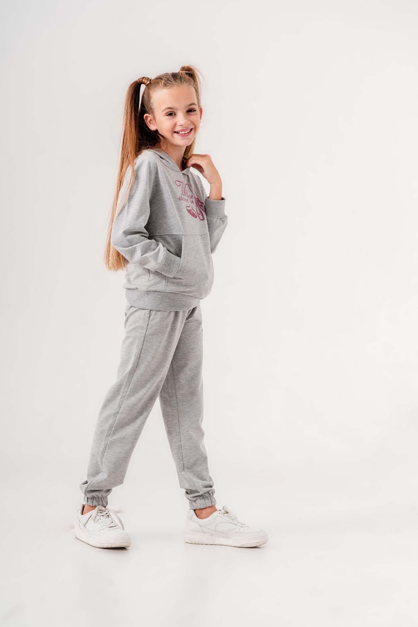 Where Dance Is Baskılı Kapüşonlu Kız Çocuk Alt Üst Eşofman Takımı