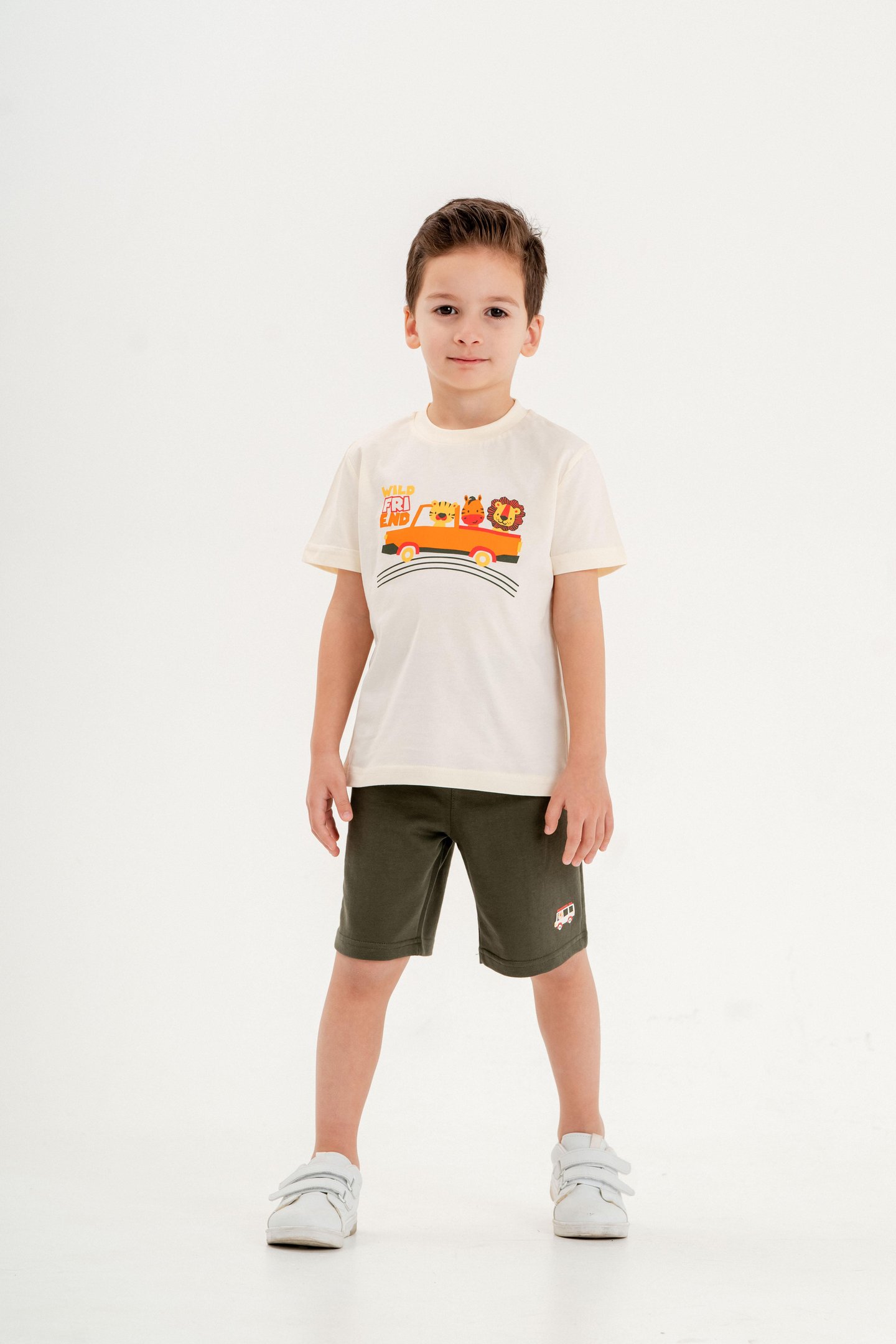 Wild Friend Baskılı Erkek Çocuk Şort Tişört Takımı