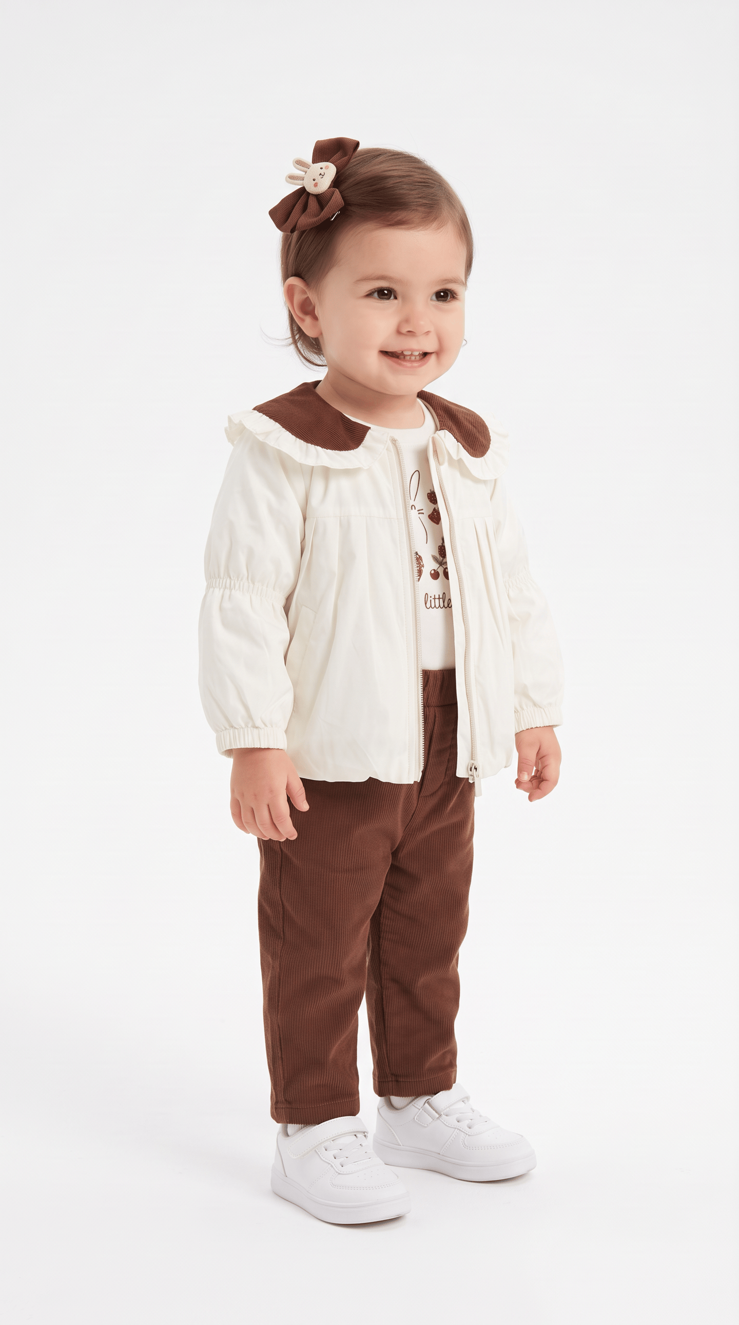 Yakalı Fiyonklu Kız Bebek Takım
