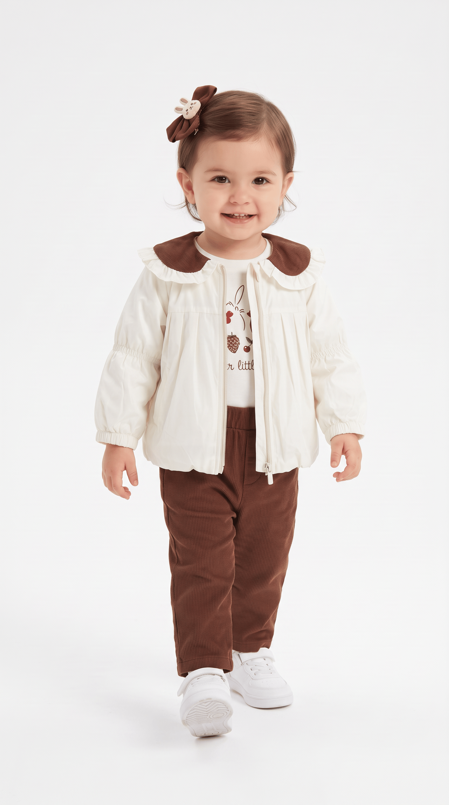 Yakalı Fiyonklu Kız Bebek Takım