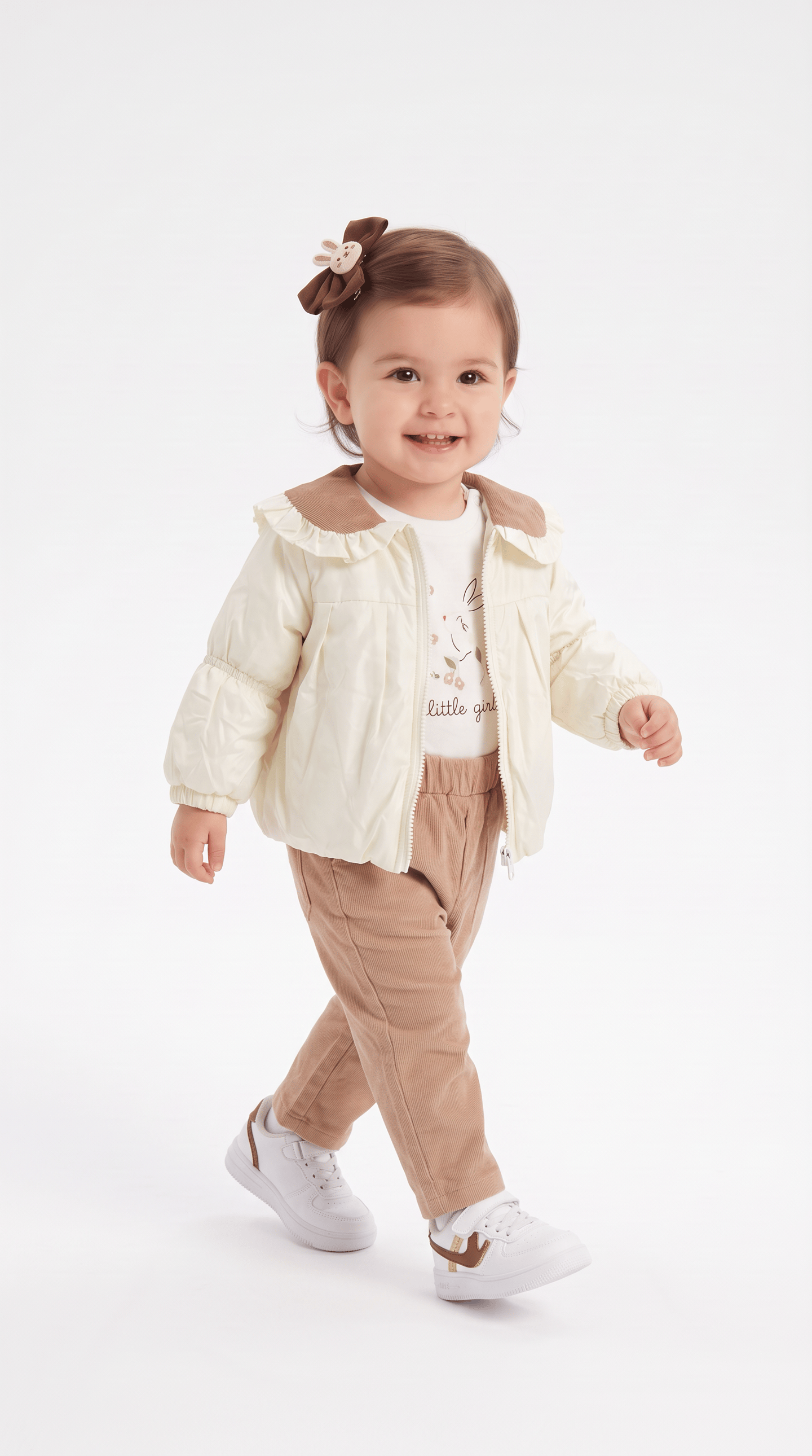 Yakalı Fiyonklu Kız Bebek Takım