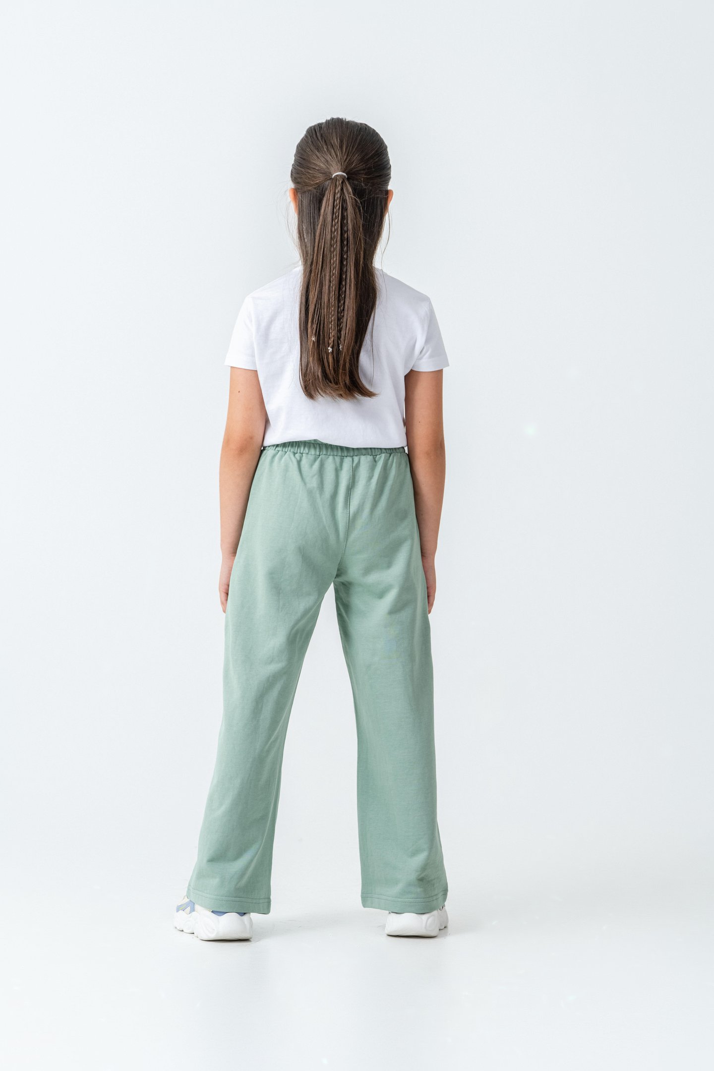 Yanlar Grogren Şeritli Bol Paça Önü Baskılı Kız Çocuk Eşofman Altı