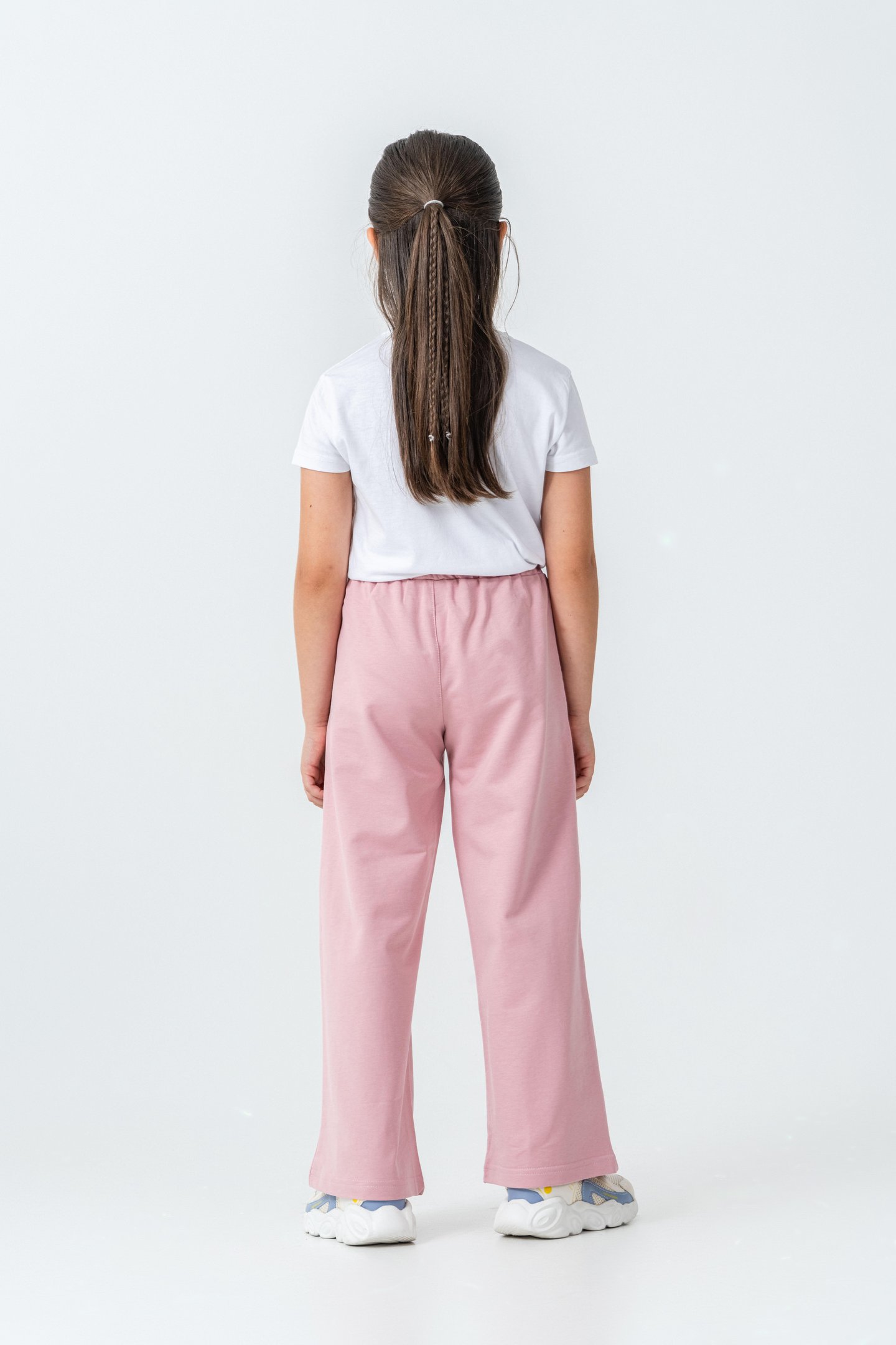 Yanlar Grogren Şeritli Bol Paça Önü Baskılı Kız Çocuk Eşofman Altı