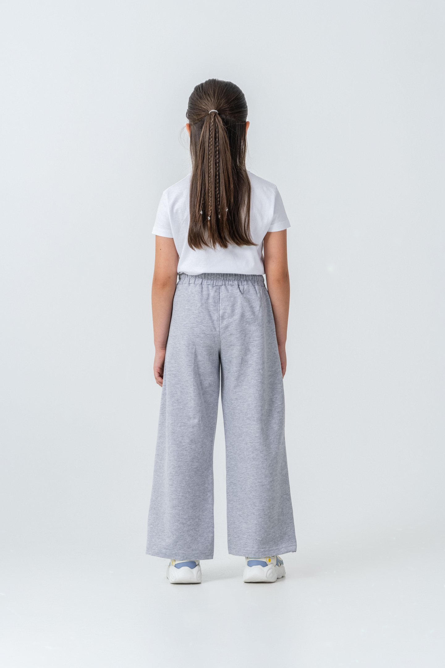 Yanlar Grogren Şeritli Bol Paça Önü Baskılı Kız Çocuk Eşofman Altı