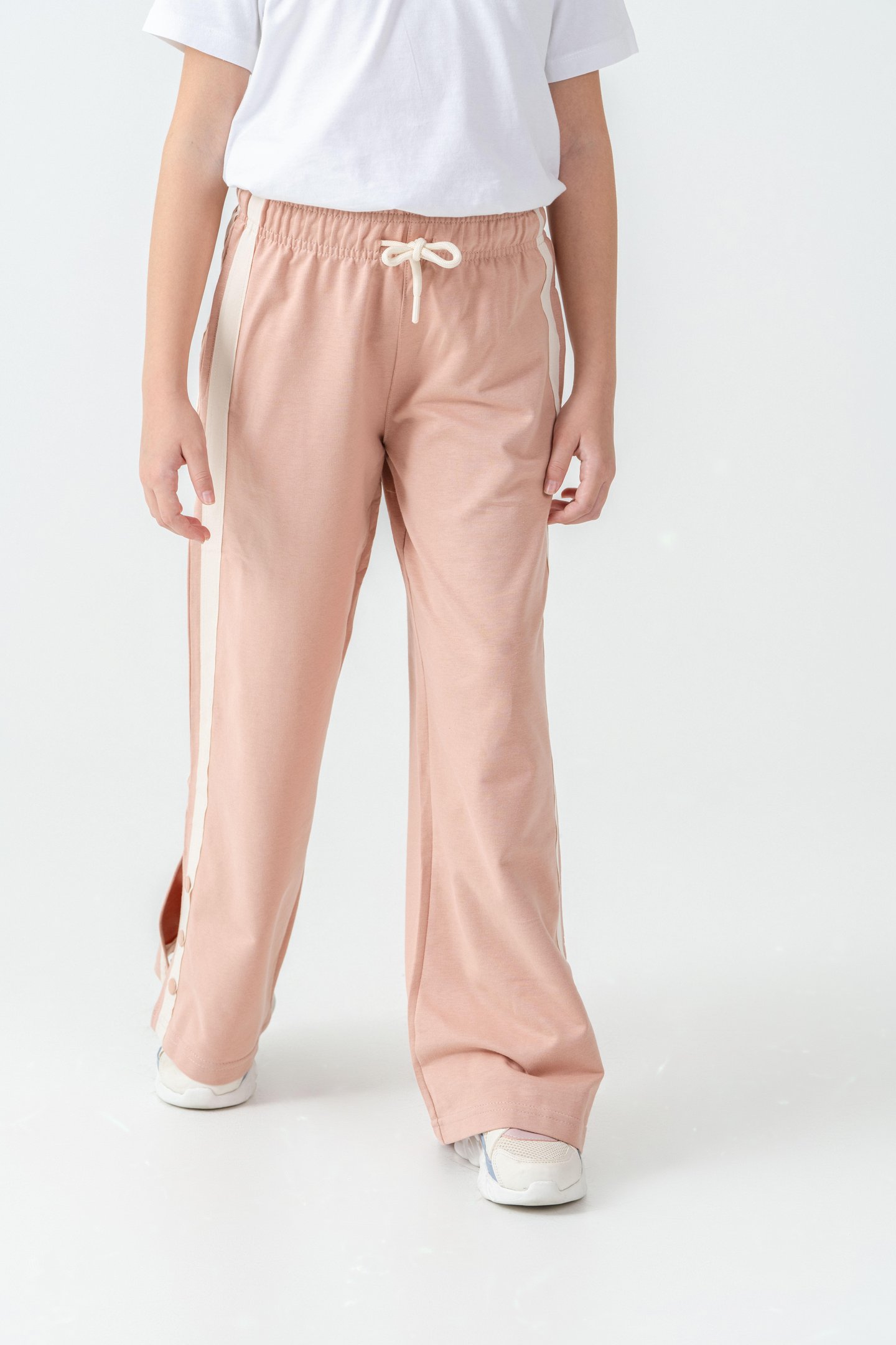 Yanlar Grogren Şeritli Paçalar Çıtçıtlı Kız Çocuk Eşofman Alt