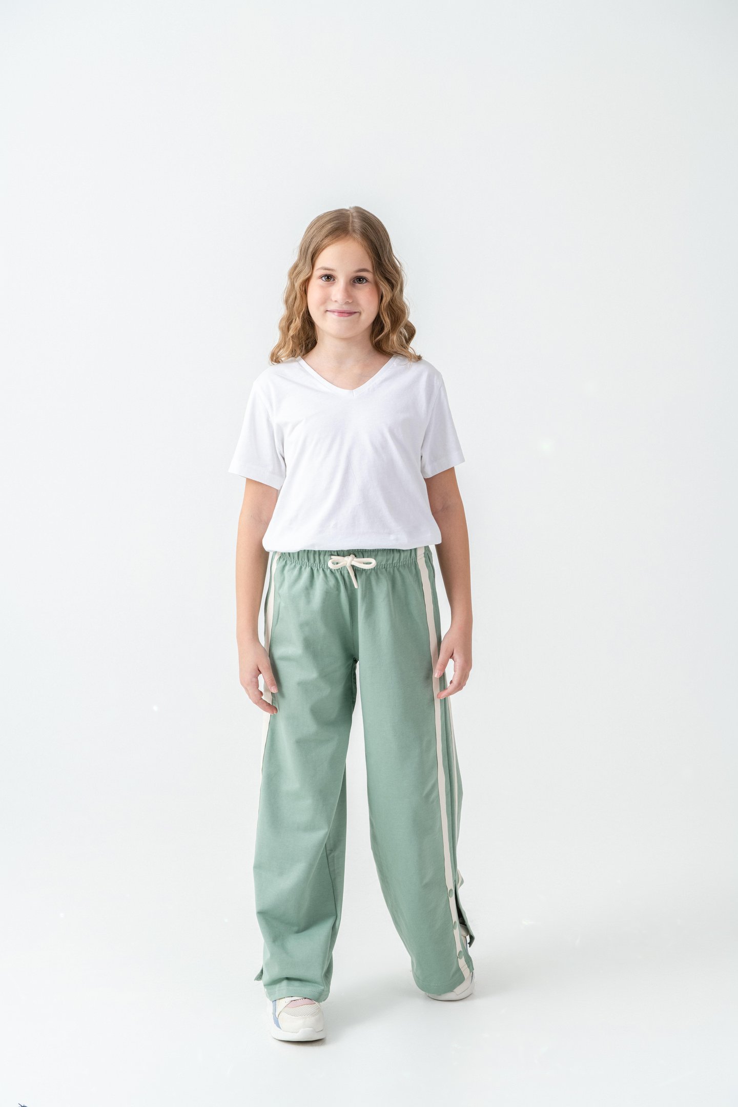 Yanlar Grogren Şeritli Paçalar Çıtçıtlı Kız Çocuk Eşofman Alt