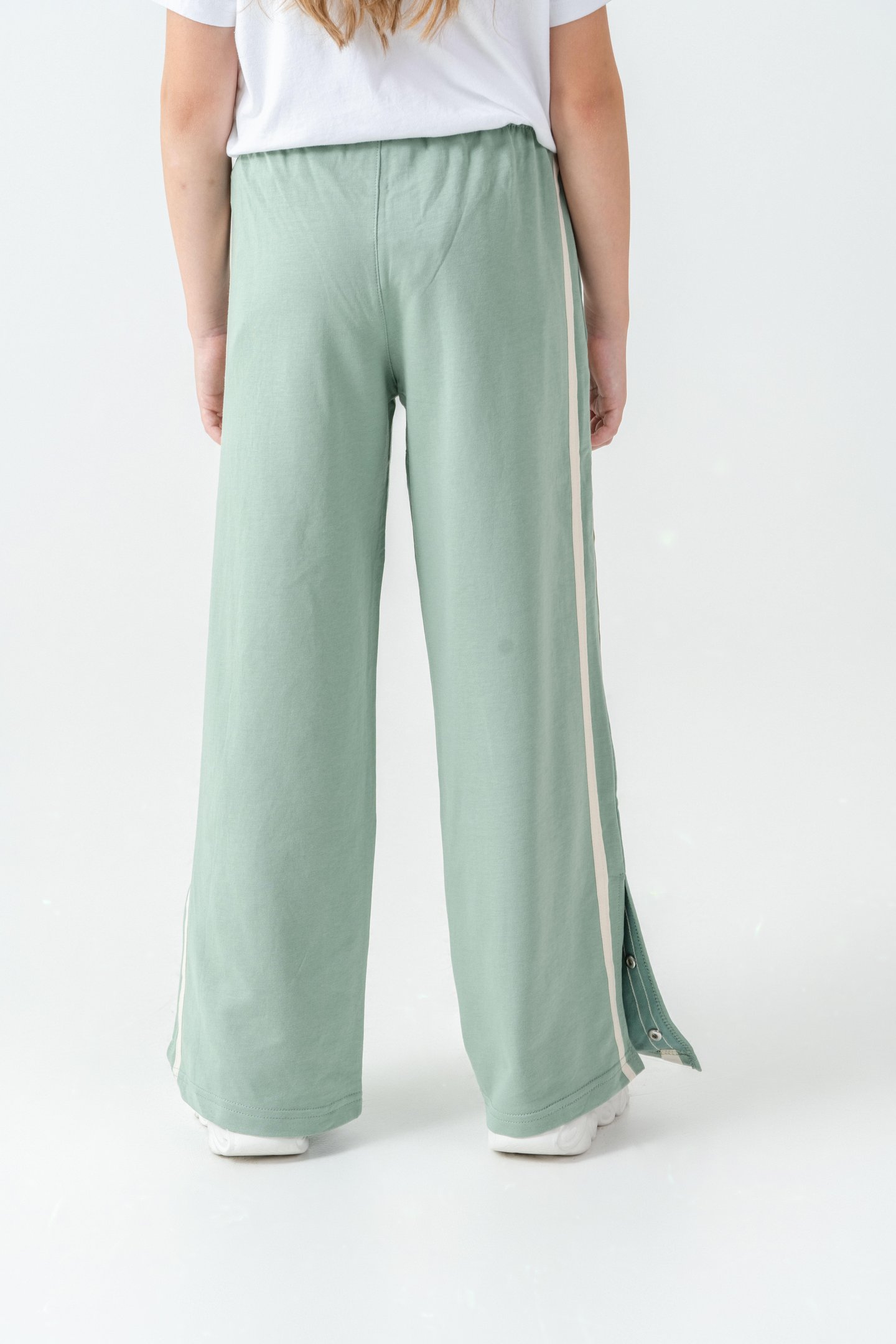 Yanlar Grogren Şeritli Paçalar Çıtçıtlı Kız Çocuk Eşofman Alt