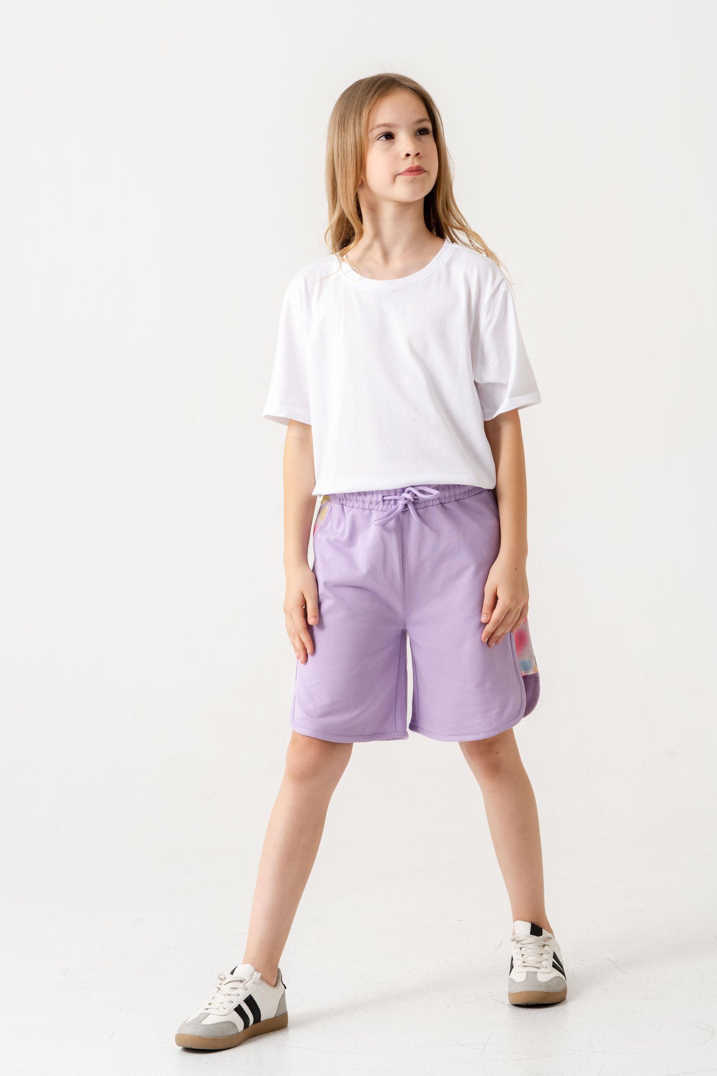 Yanları Fileli File Süblime Baskılı Kız Çocuk Şort