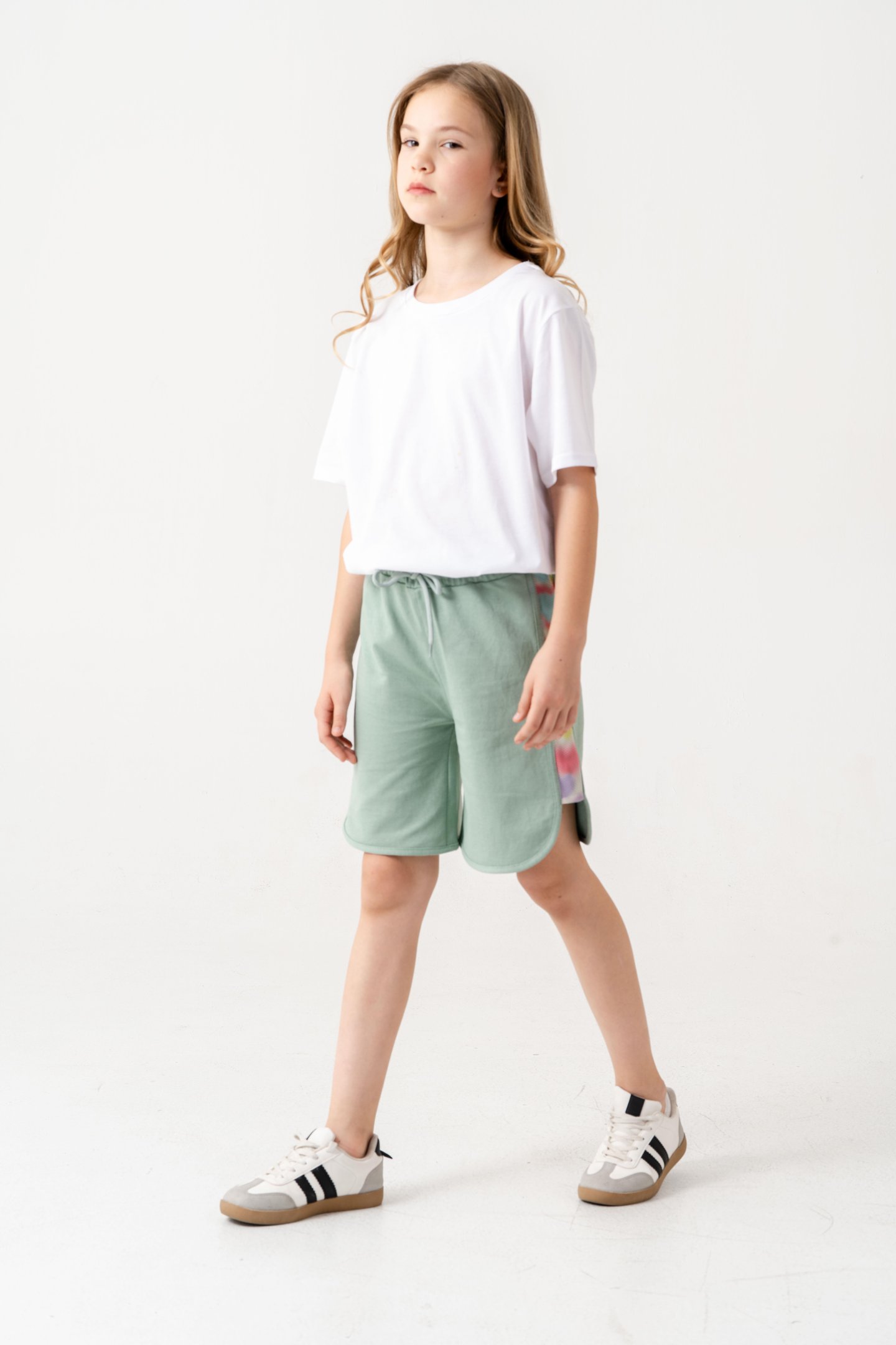 Yanları Fileli File Süblime Baskılı Kız Çocuk Şort