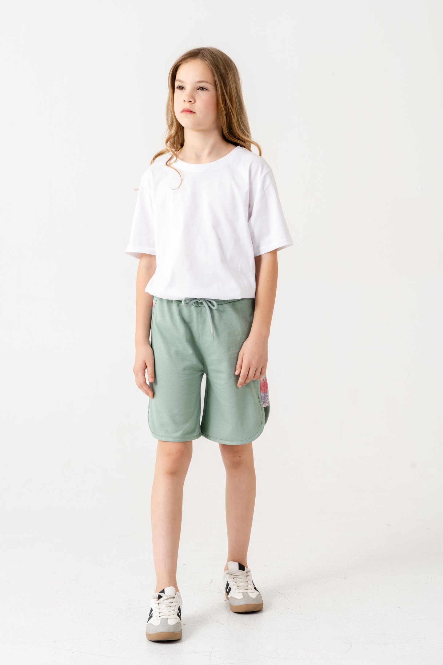 Yanları Fileli File Süblime Baskılı Kız Çocuk Şort