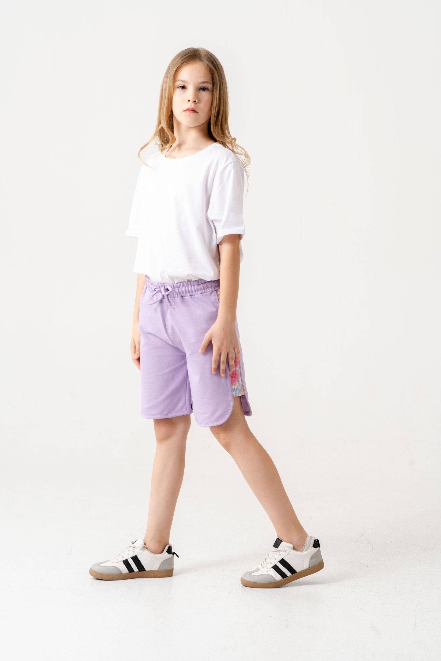 Yanları Fileli File Süblime Baskılı Kız Çocuk Şort