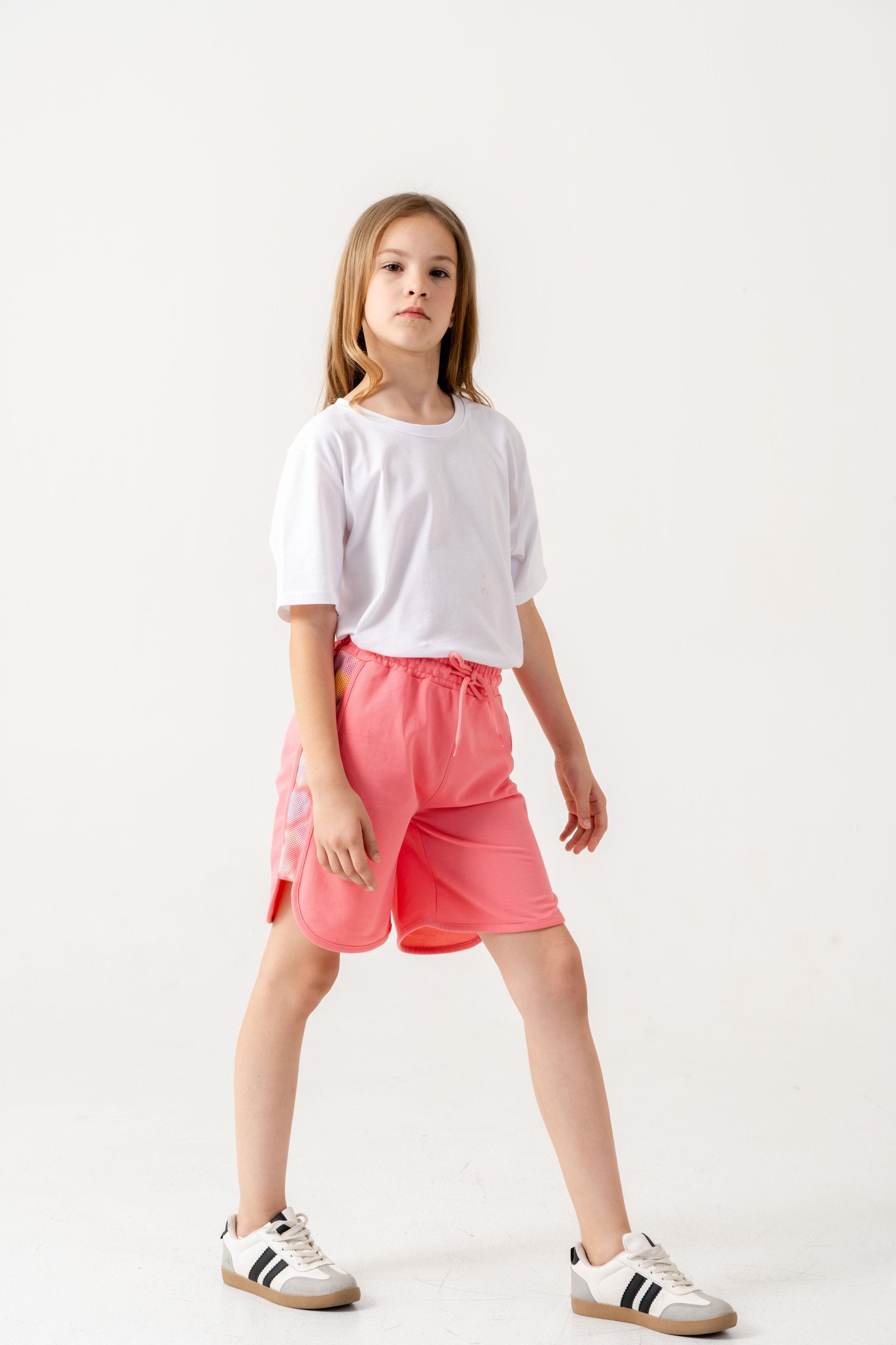 Yanları Fileli File Süblime Baskılı Kız Çocuk Şort