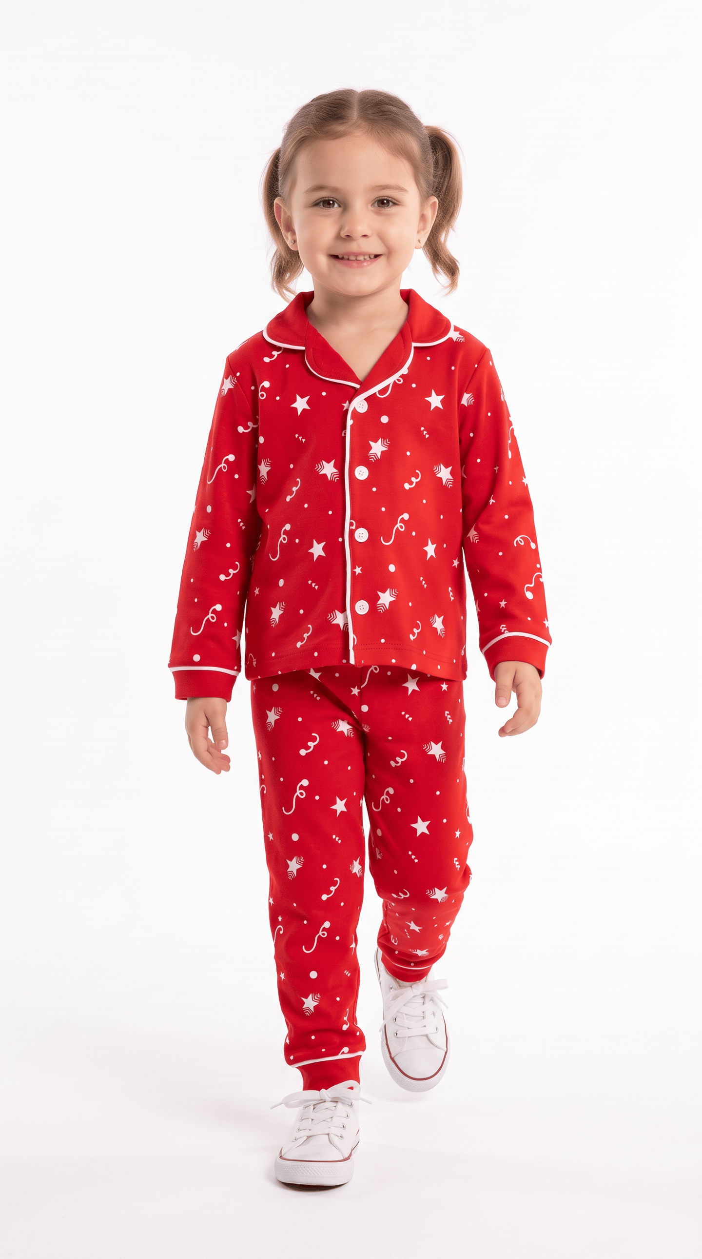 Yıldız Baskılı Kız Çocuk Pijama Takımı