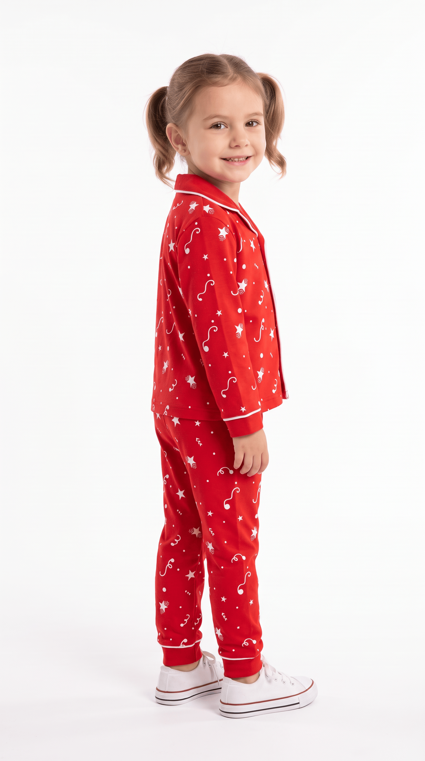 Yıldız Baskılı Kız Çocuk Pijama Takımı