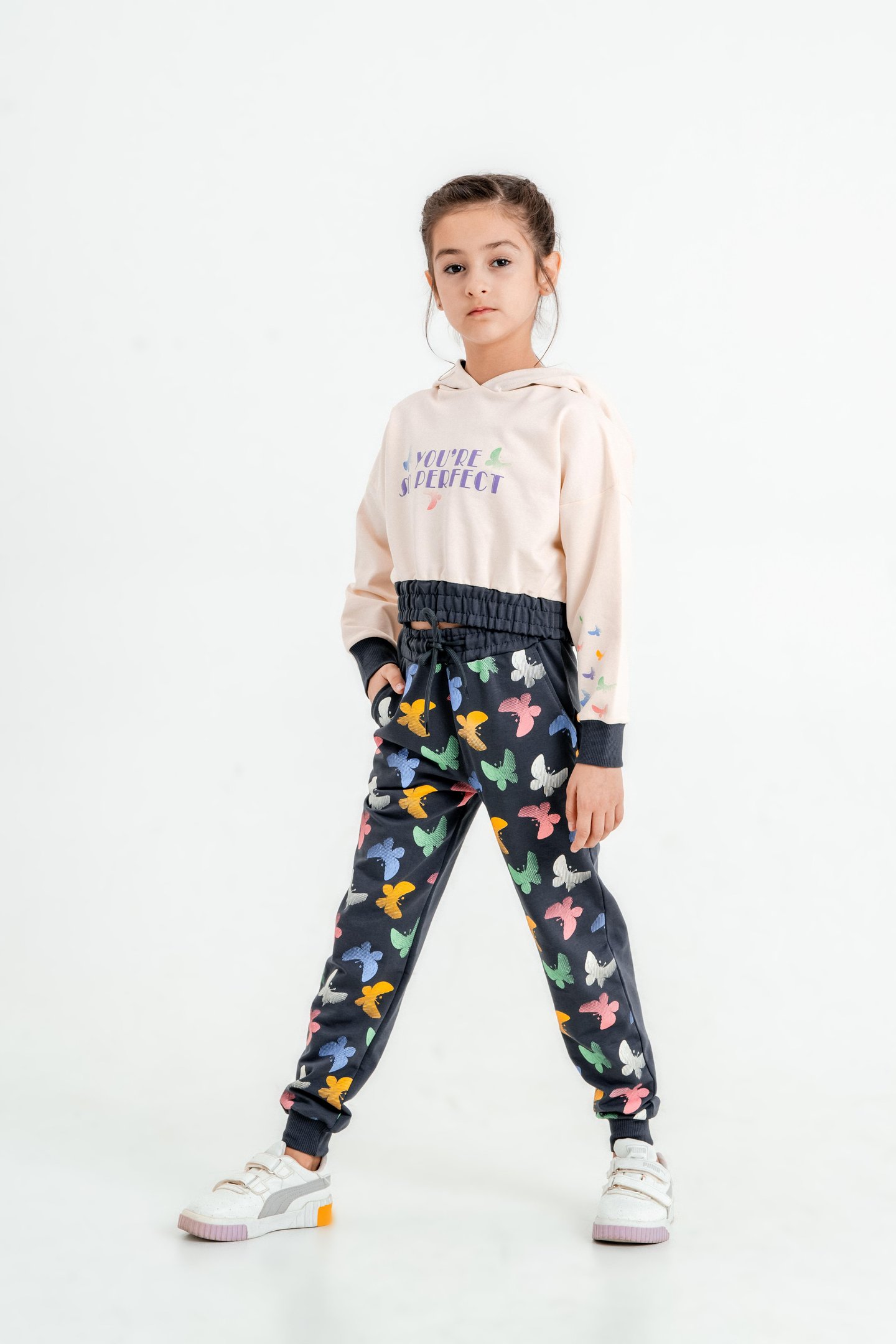 You're So Perfect Baskılı Kapüşonlu Alt Üst Kız Çocuk Eşofman Takımı