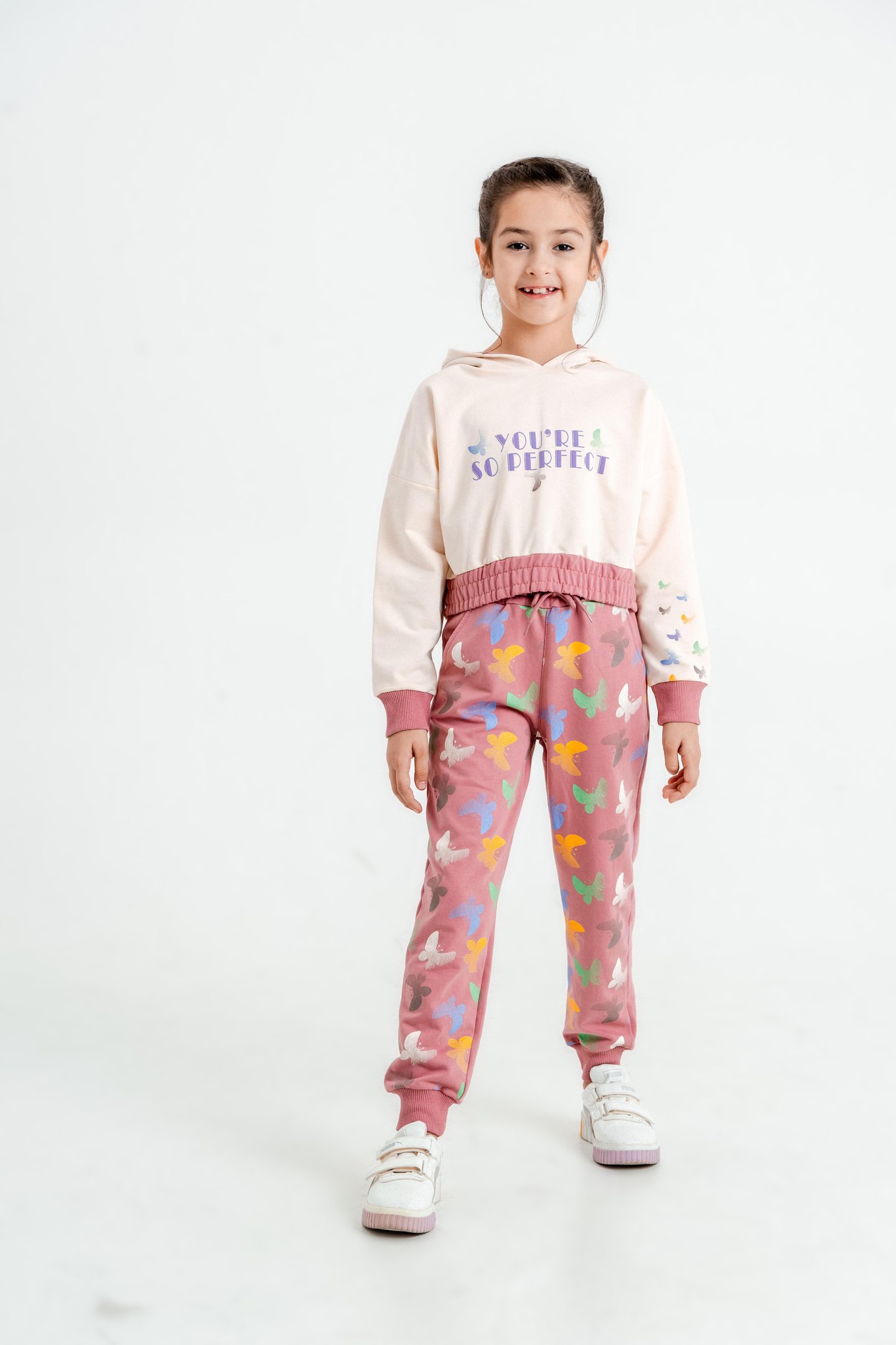 You're So Perfect Baskılı Kapüşonlu Alt Üst Kız Çocuk Eşofman Takımı