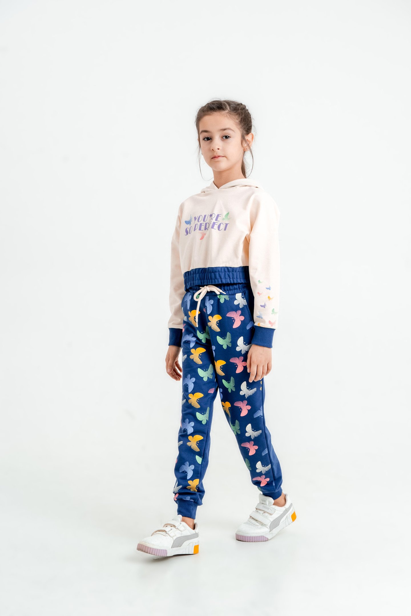You're So Perfect Baskılı Kapüşonlu Alt Üst Kız Çocuk Eşofman Takımı