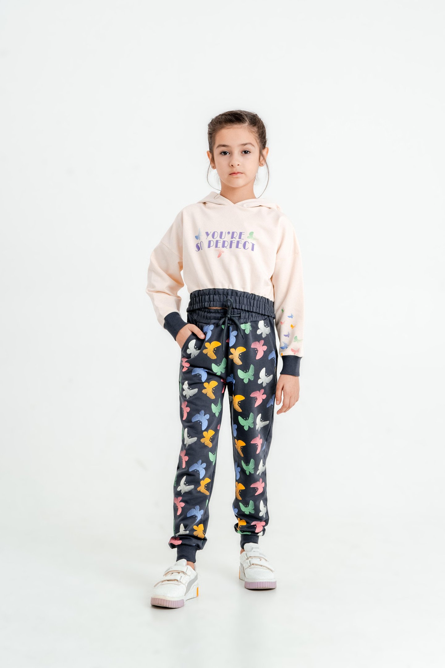 You're So Perfect Baskılı Kapüşonlu Alt Üst Kız Çocuk Eşofman Takımı