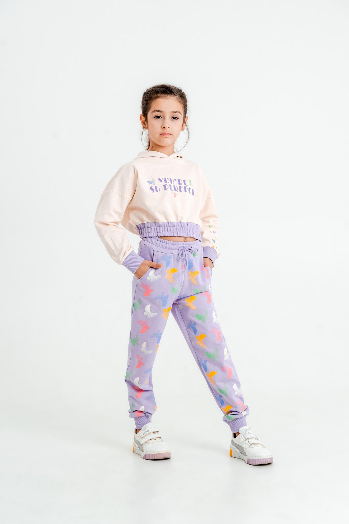 You're So Perfect Baskılı Kapüşonlu Alt Üst Kız Çocuk Eşofman Takımı