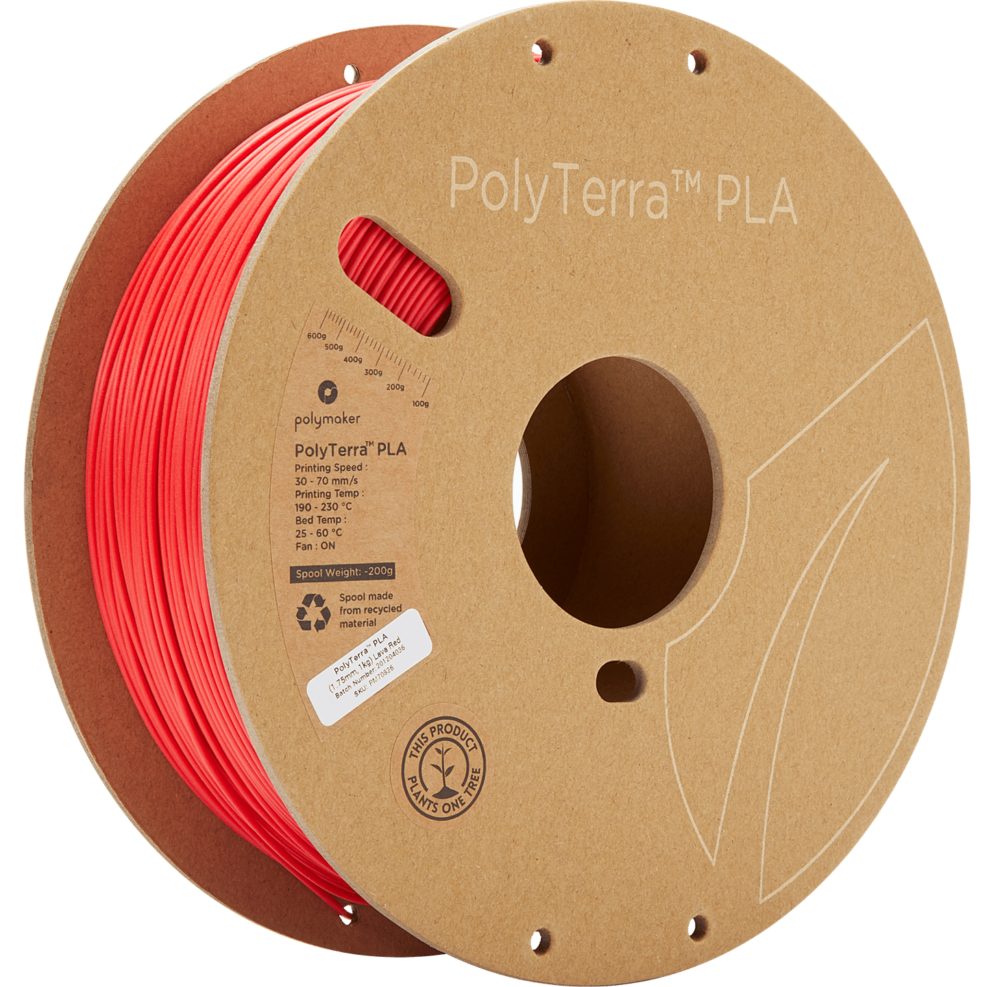 PolyTerra PLA Filament Lava Kırmızı - 1 kg 1.75mm