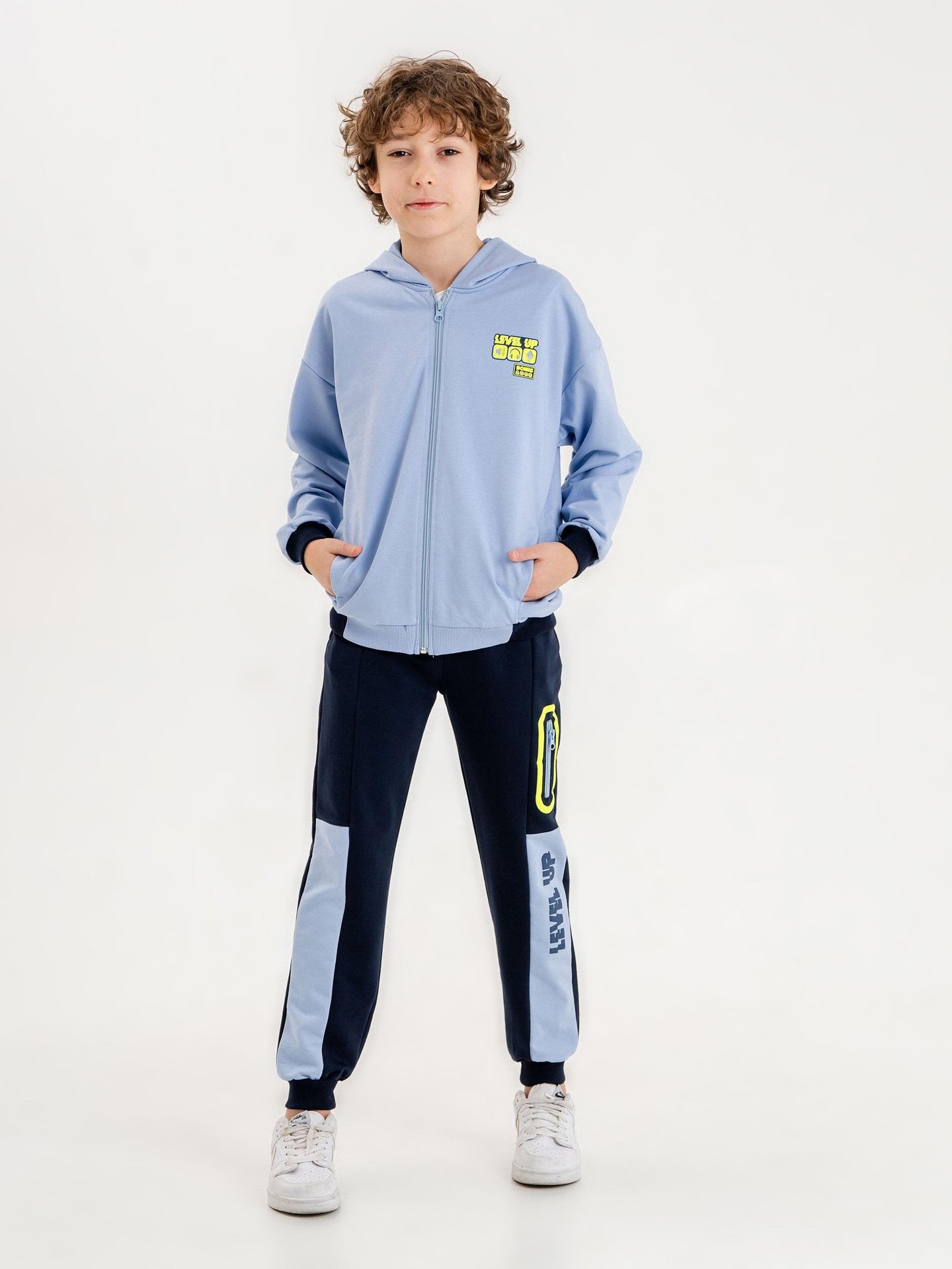 Baskılı Kapüşonlu Erkek Çocuk Sweatshirt Alt - Üst Eşofman Takımı