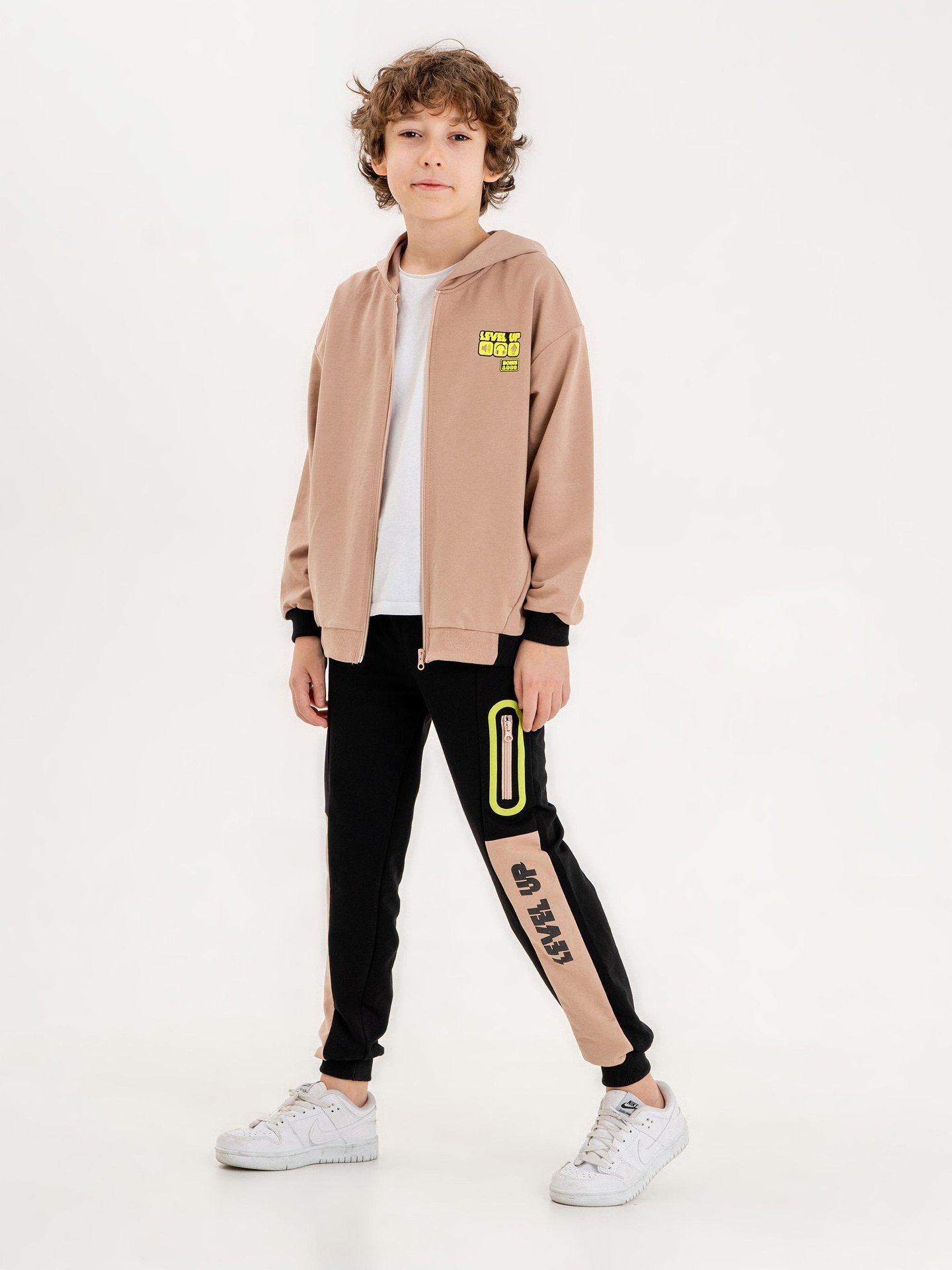 Baskılı Kapüşonlu Erkek Çocuk Sweatshirt Alt - Üst Eşofman Takımı
