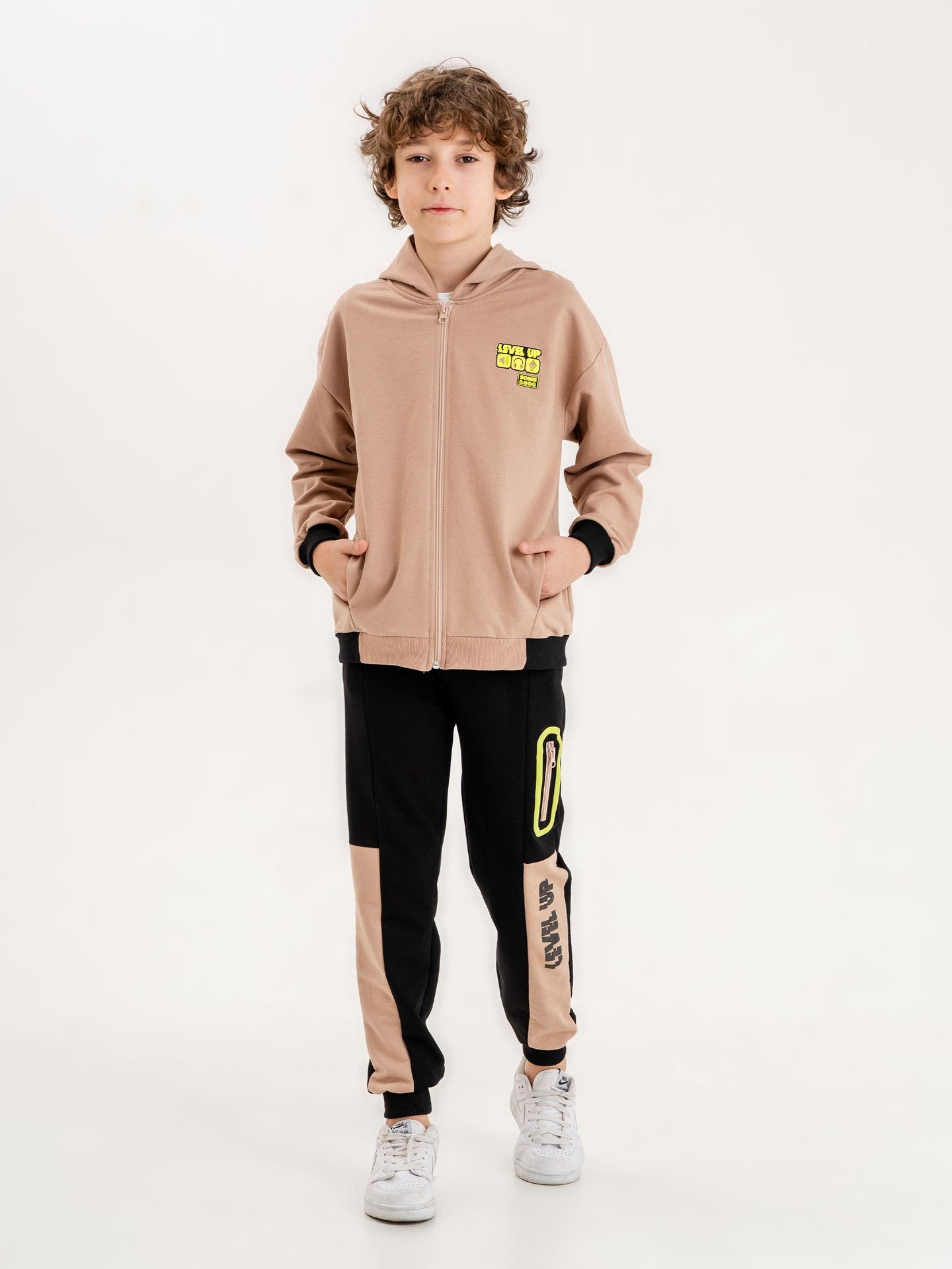 Baskılı Kapüşonlu Erkek Çocuk Sweatshirt Alt - Üst Eşofman Takımı