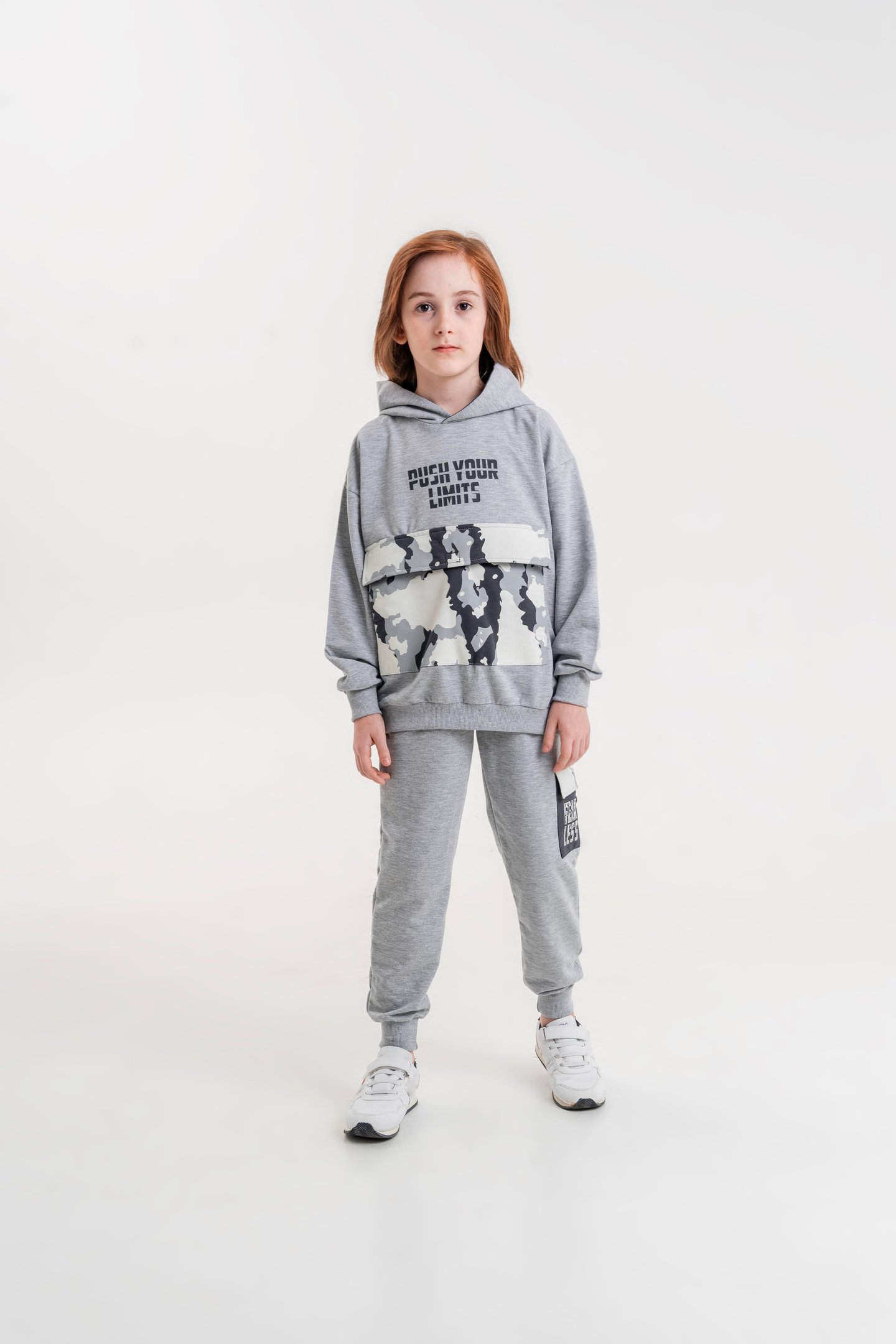Push Your Limits Baskılı Kapüşonlu Erkek Çocuk Genç Sweatshirt Eşofman Takımı